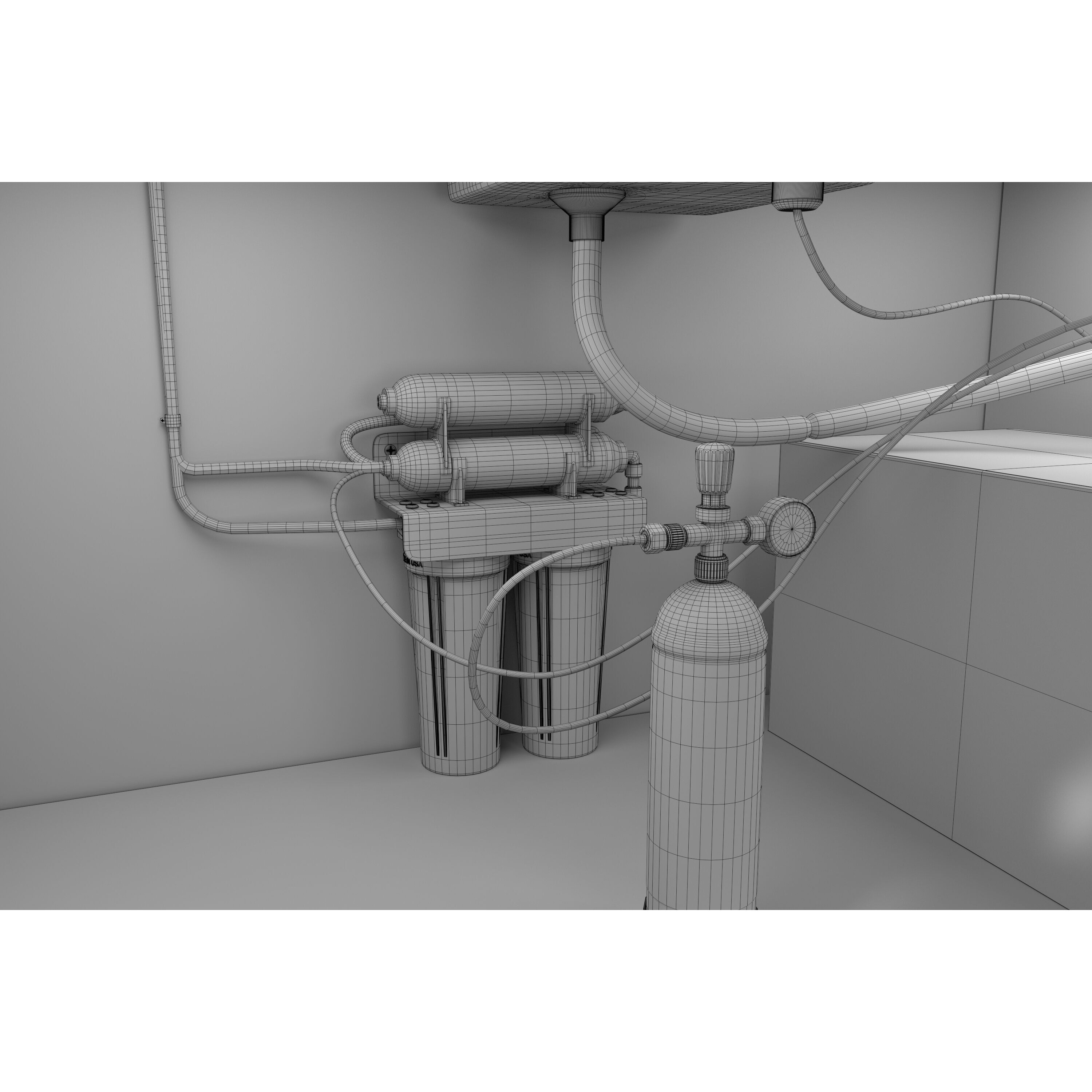 Kitchen Counter 3D Model – PBR Low Poly with Water Filter, FBX - View 19