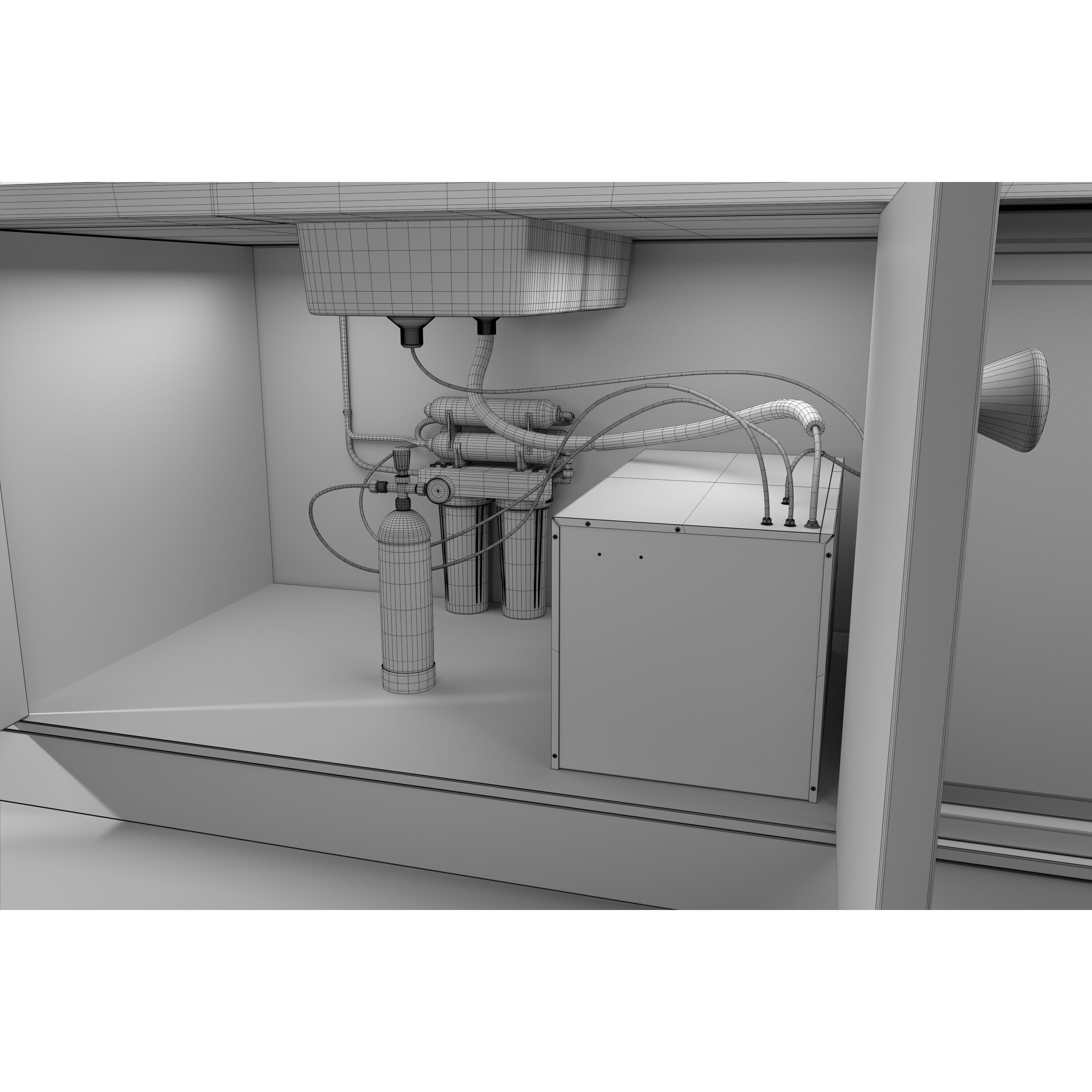 Kitchen Counter 3D Model – PBR Low Poly with Water Filter, FBX - View 20