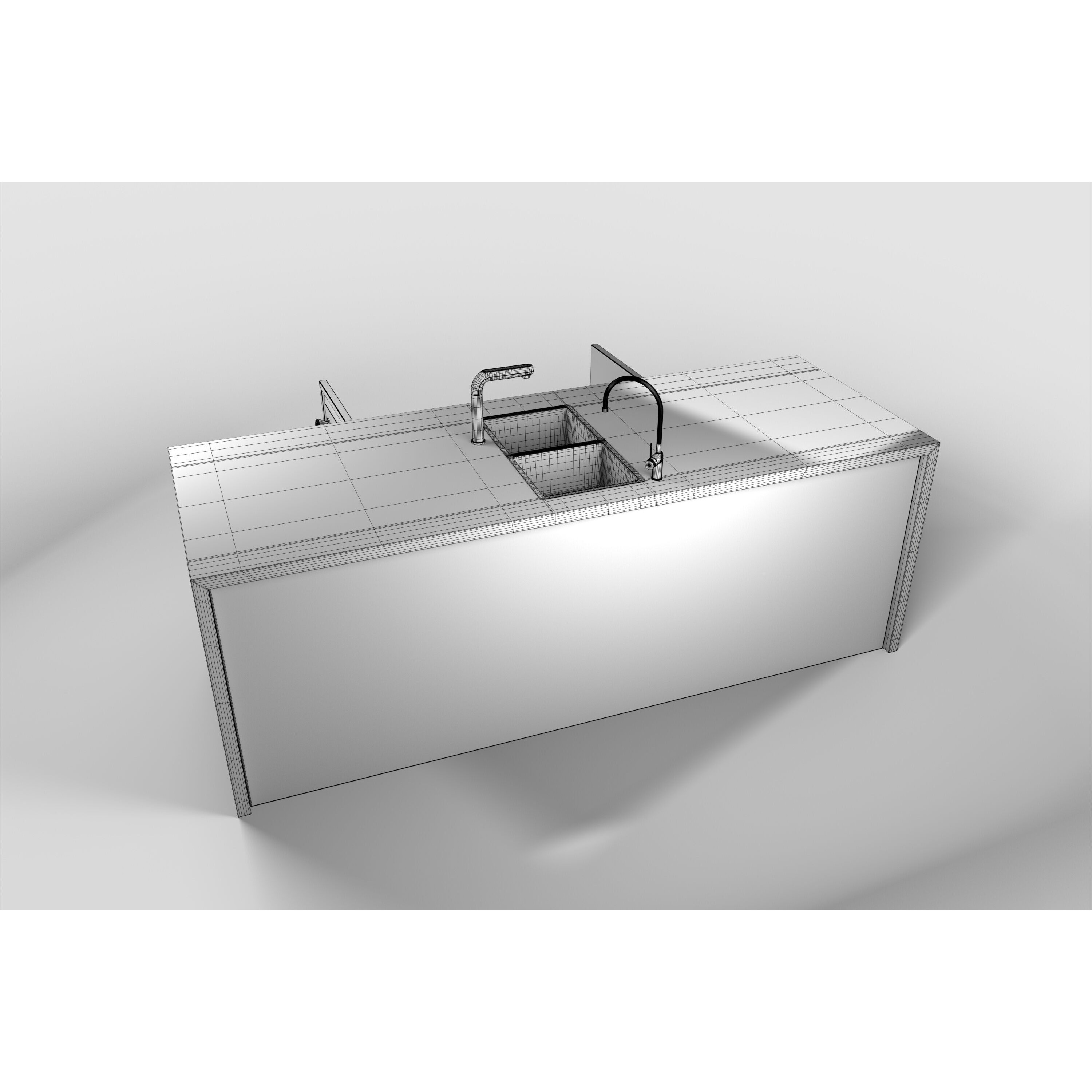 Kitchen Counter 3D Model – PBR Low Poly with Water Filter, FBX - View 21