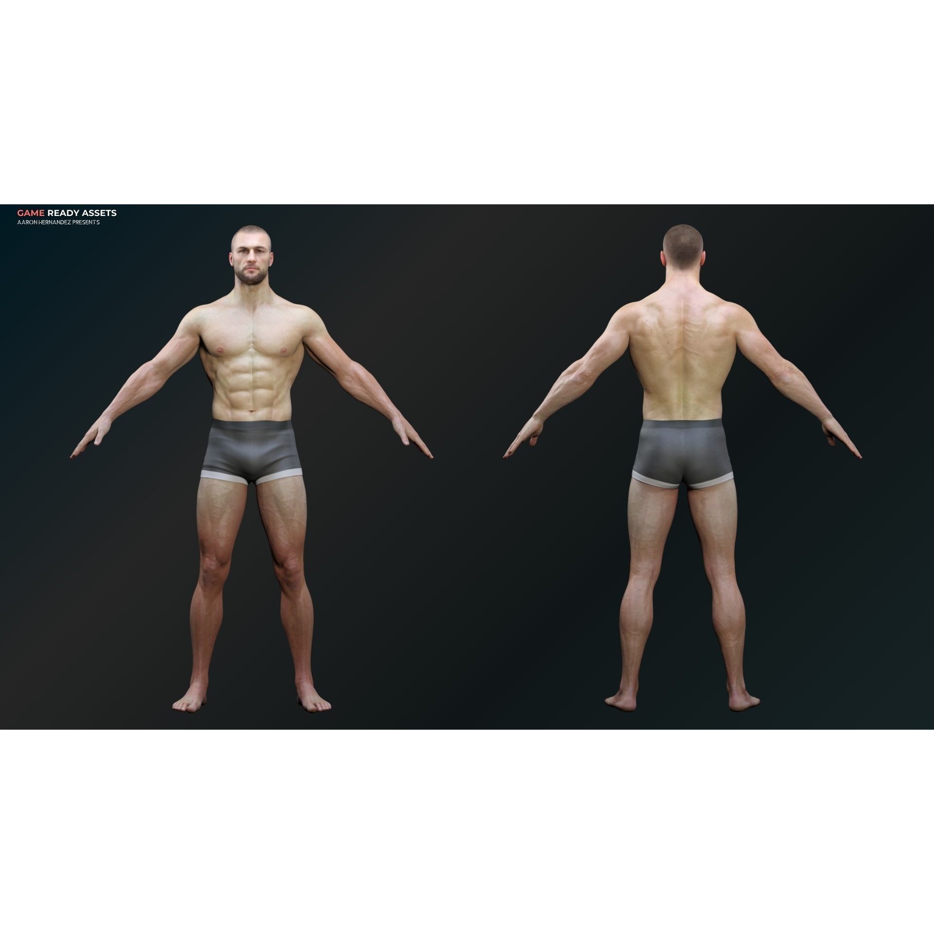 Lifelike Male Base - Low-Poly Game-Ready 3D Model - View 13