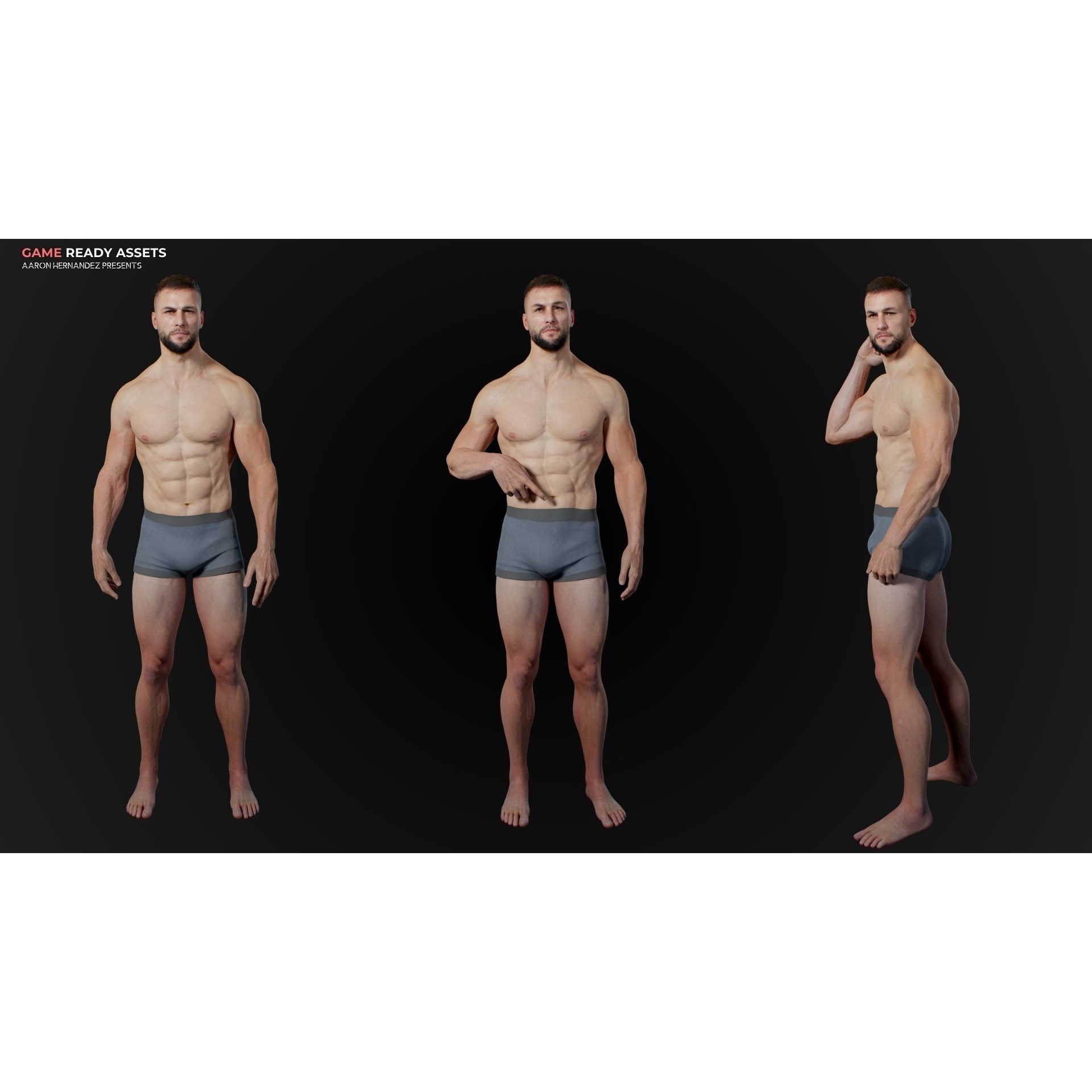 Lifelike Male Base - Low-Poly Game-Ready 3D Model - View 25