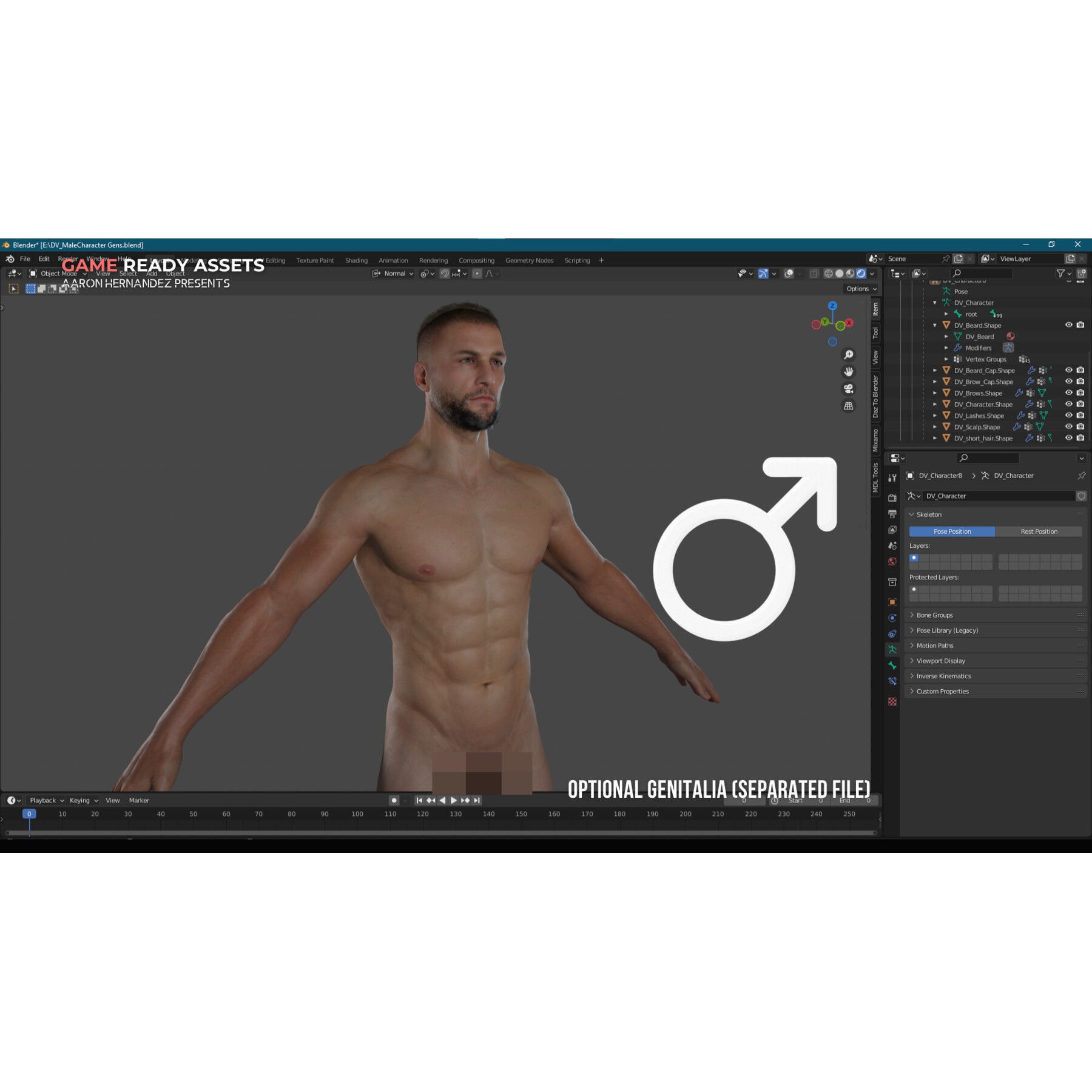 Lifelike Male Base - Low-Poly Game-Ready 3D Model - View 32