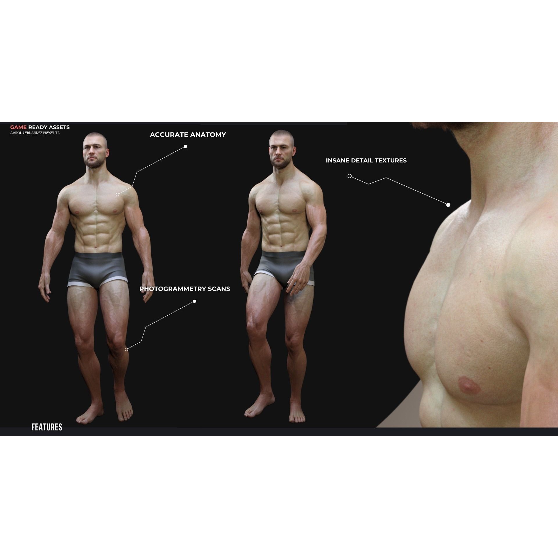 Lifelike Male Base - Low-Poly Game-Ready 3D Model - View 5