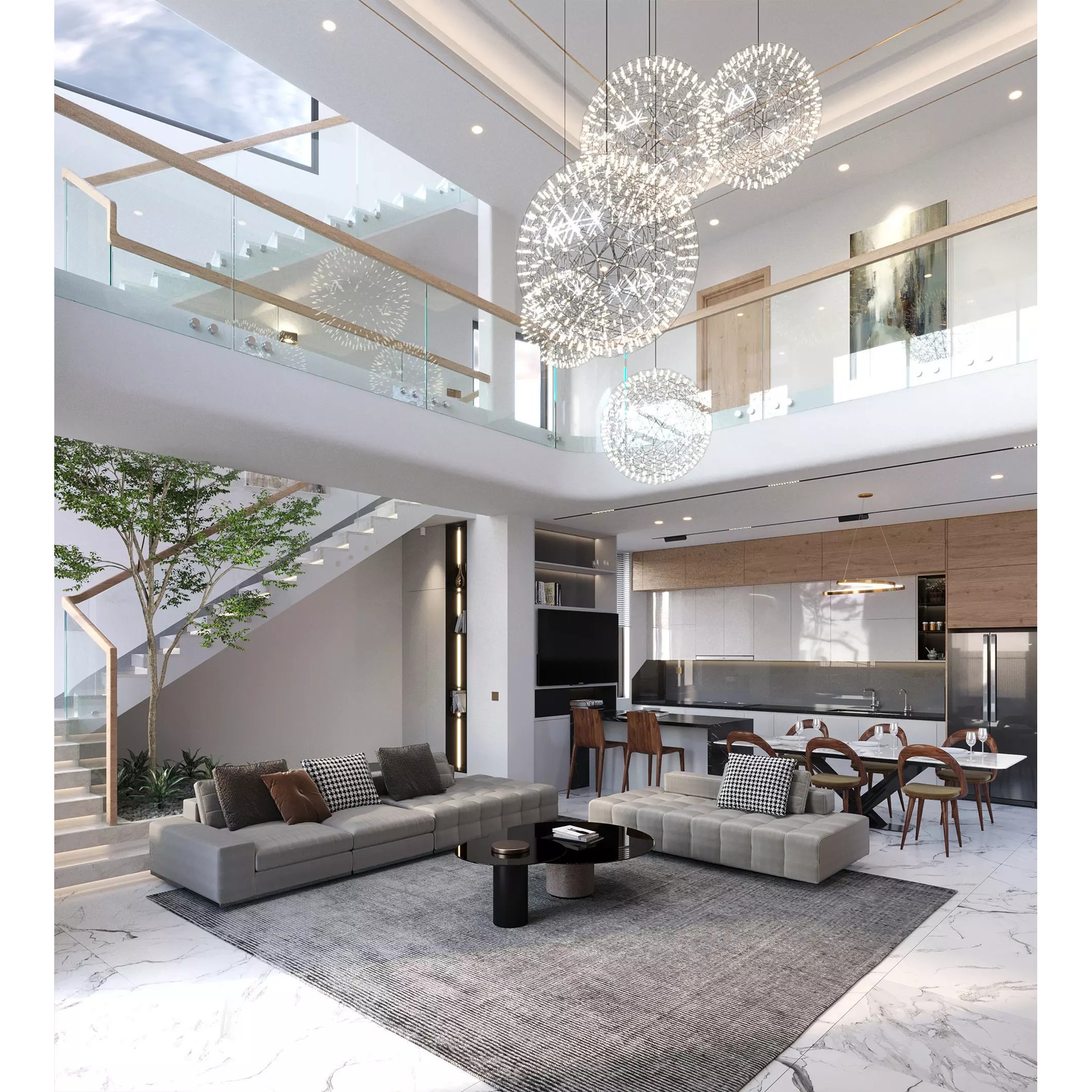 QD Living Room - Fully Textured Interior 3D Model - View 2