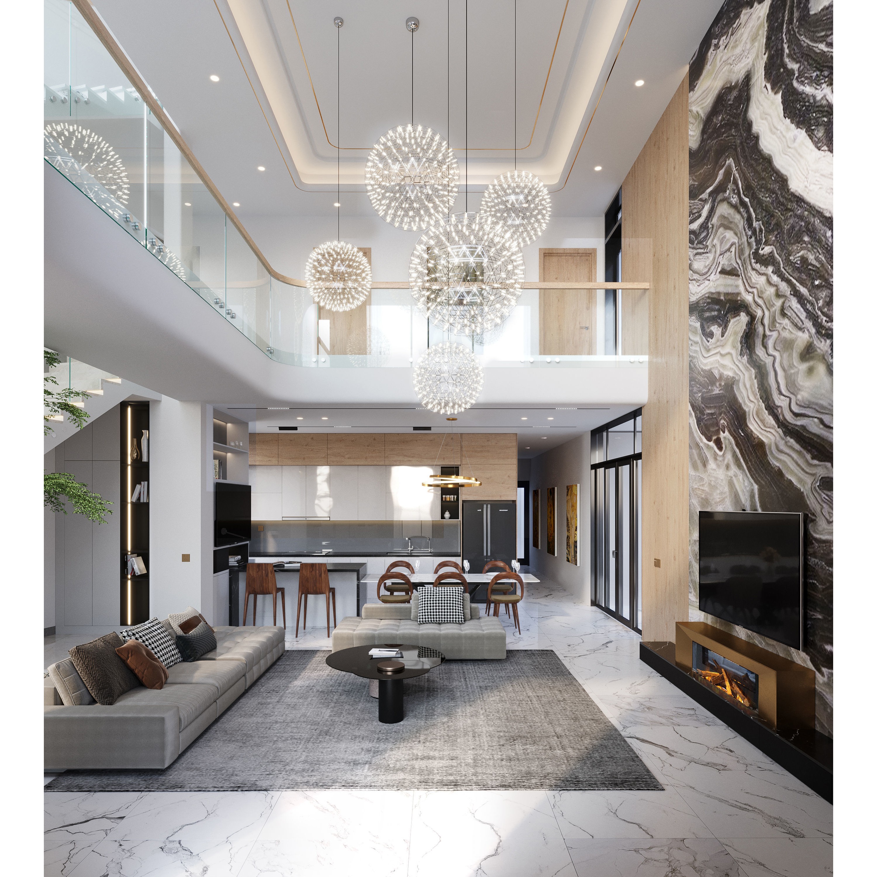 QD Living Room - Fully Textured Interior 3D Model - View 3