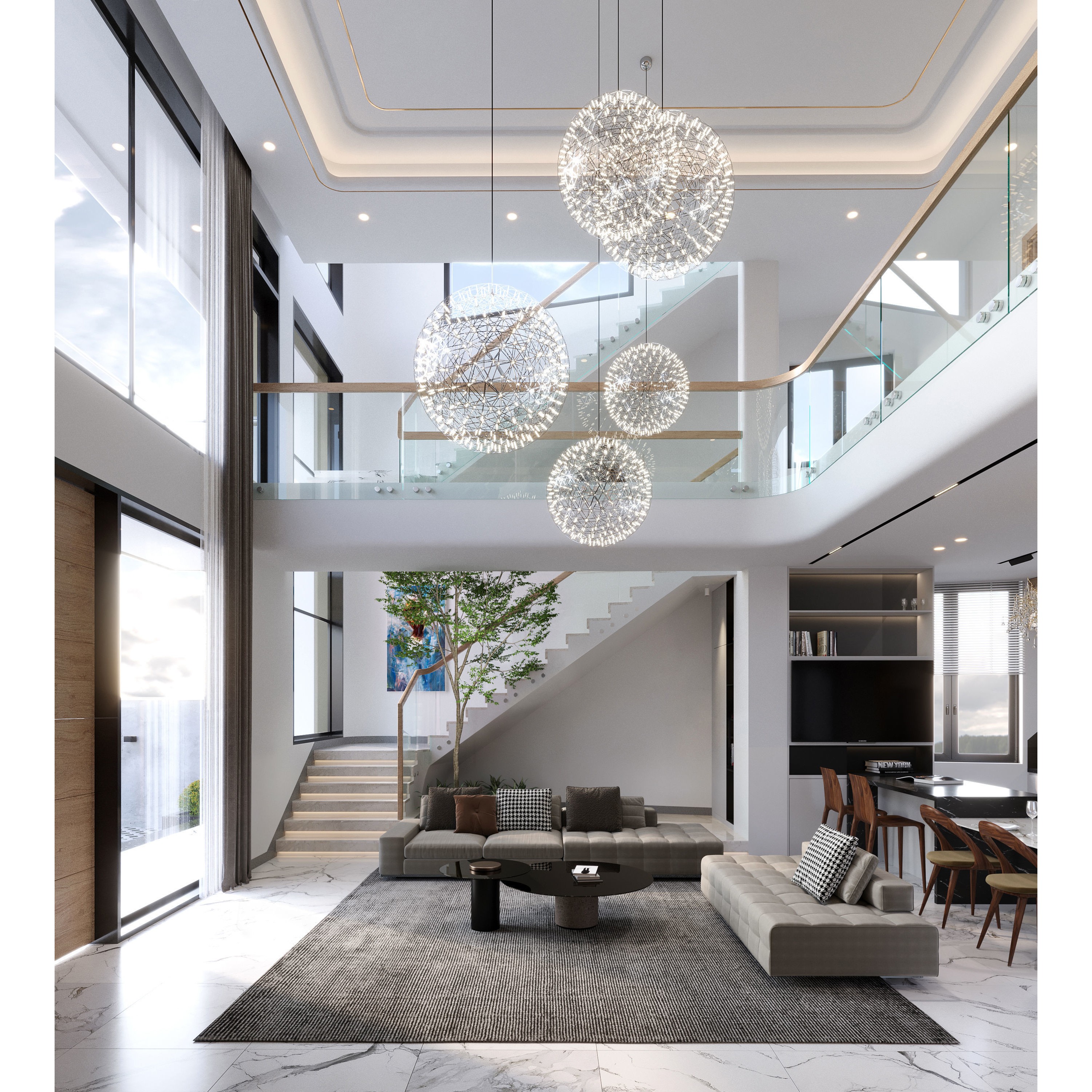 QD Living Room - Fully Textured Interior 3D Model - View 4