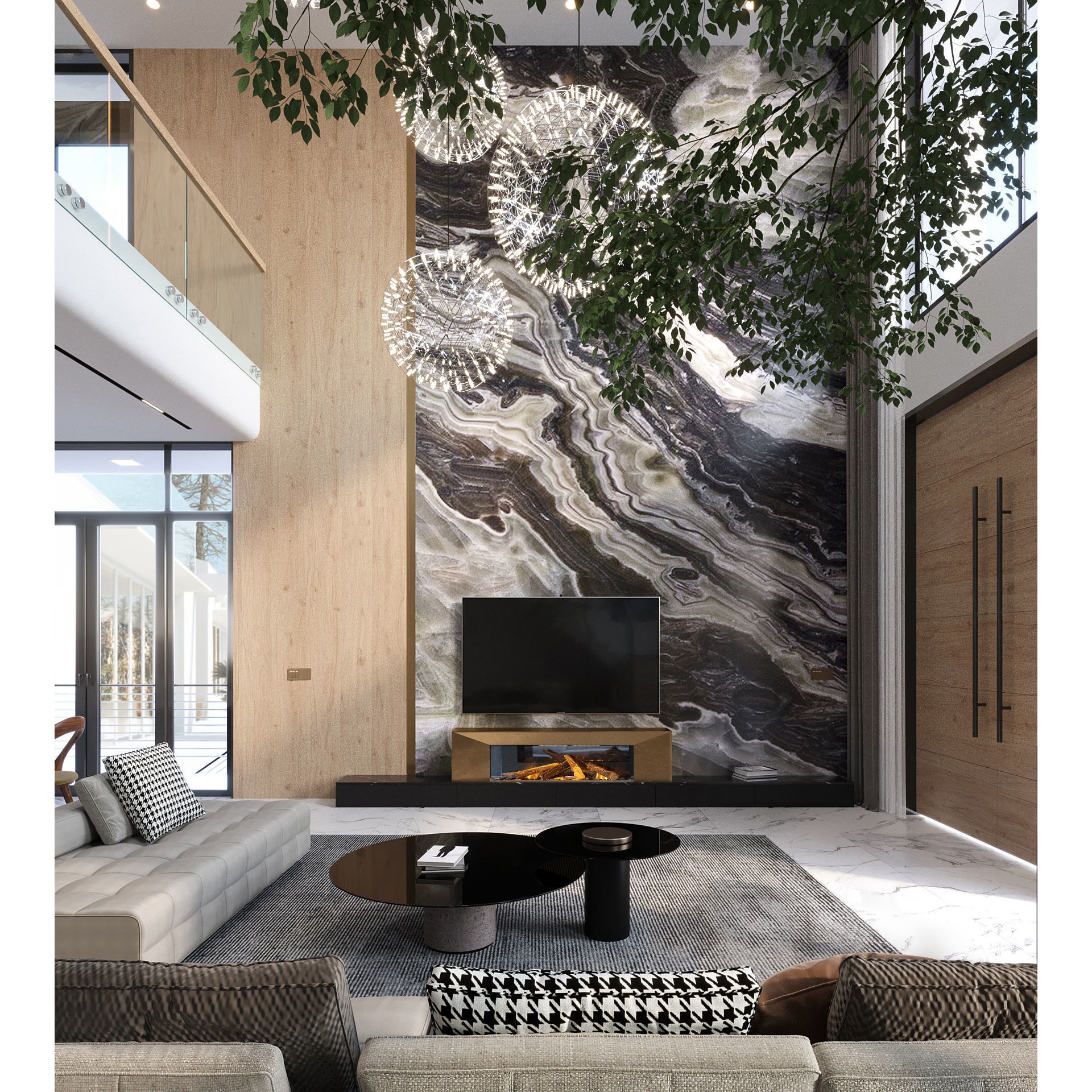 QD Living Room - Fully Textured Interior 3D Model - View 5