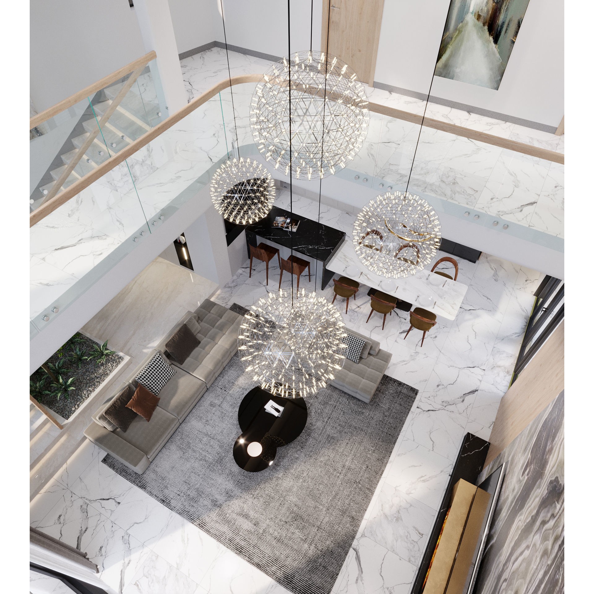 QD Living Room - Fully Textured Interior 3D Model - View 8