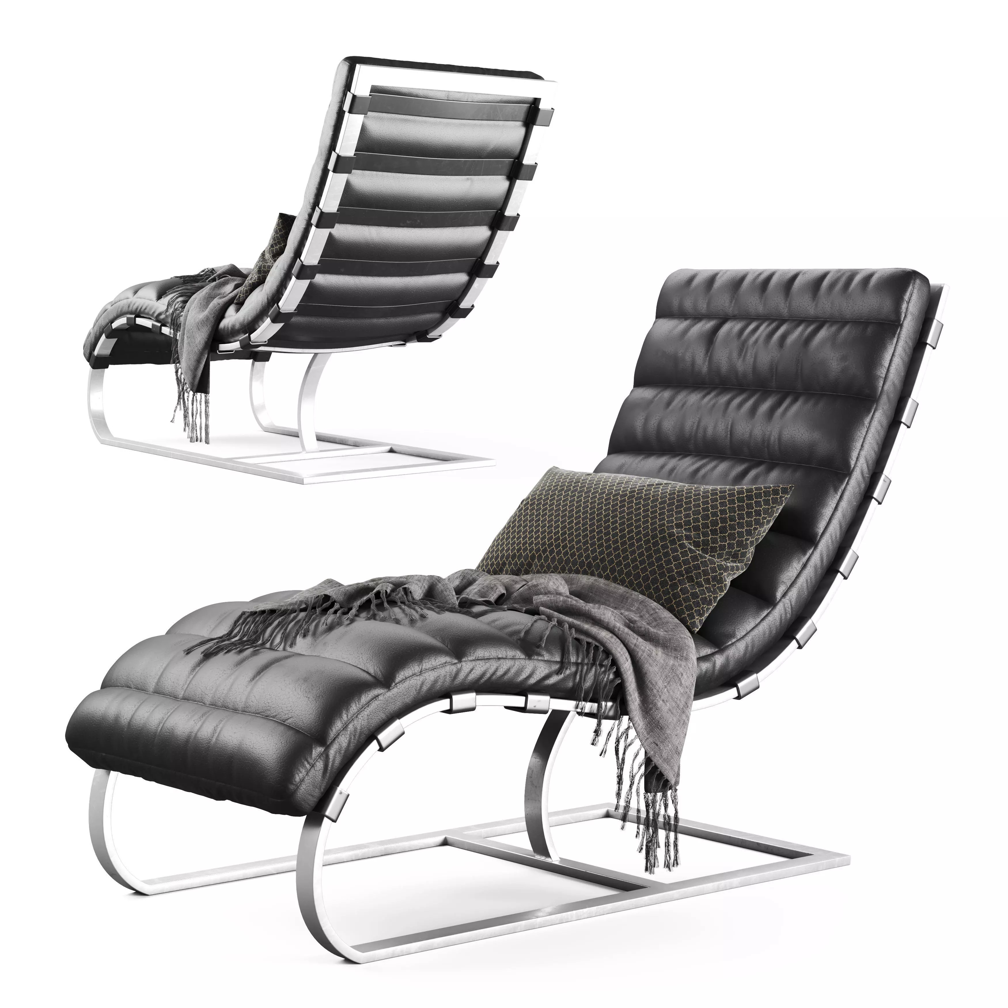 RH Chaise Long Armchair 3D Model – High Poly PBR Furniture, FBX - View 2
