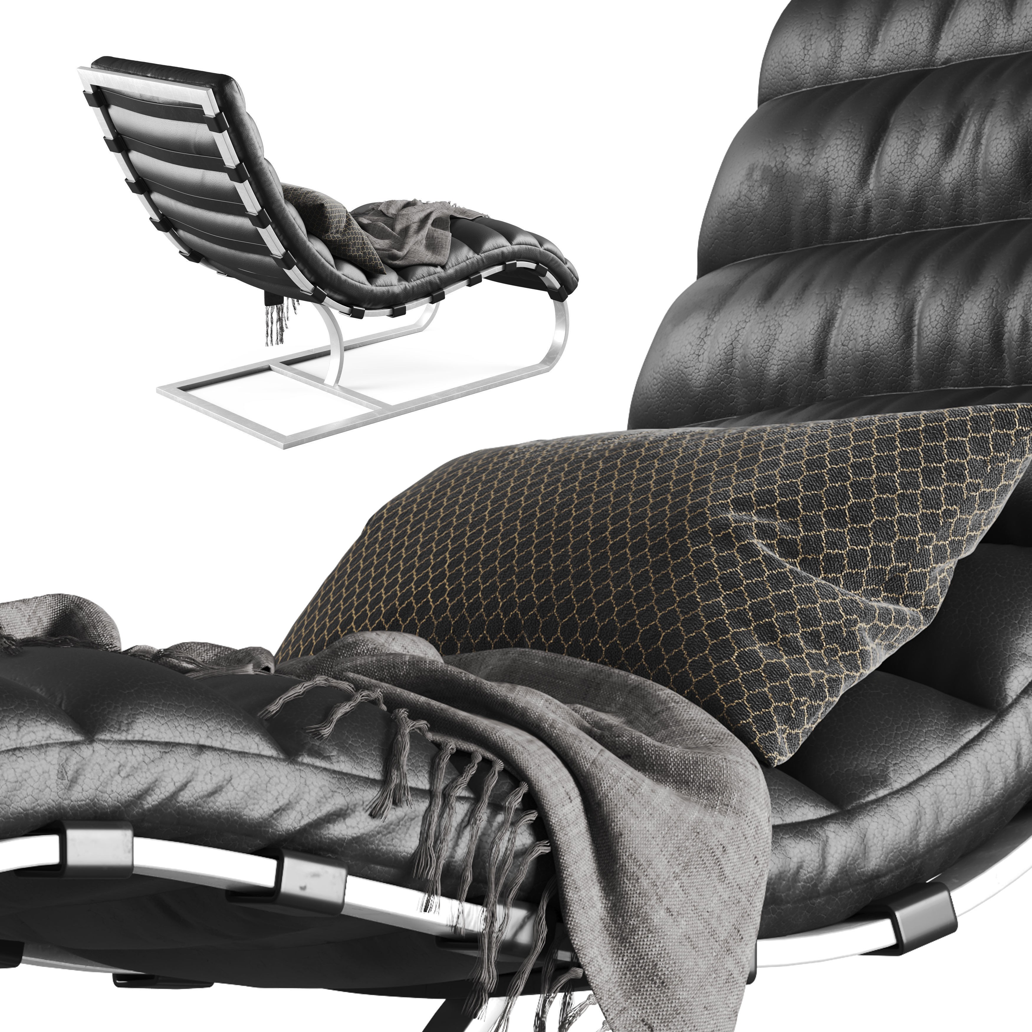 RH Chaise Long Armchair 3D Model – High Poly PBR Furniture, FBX - View 3