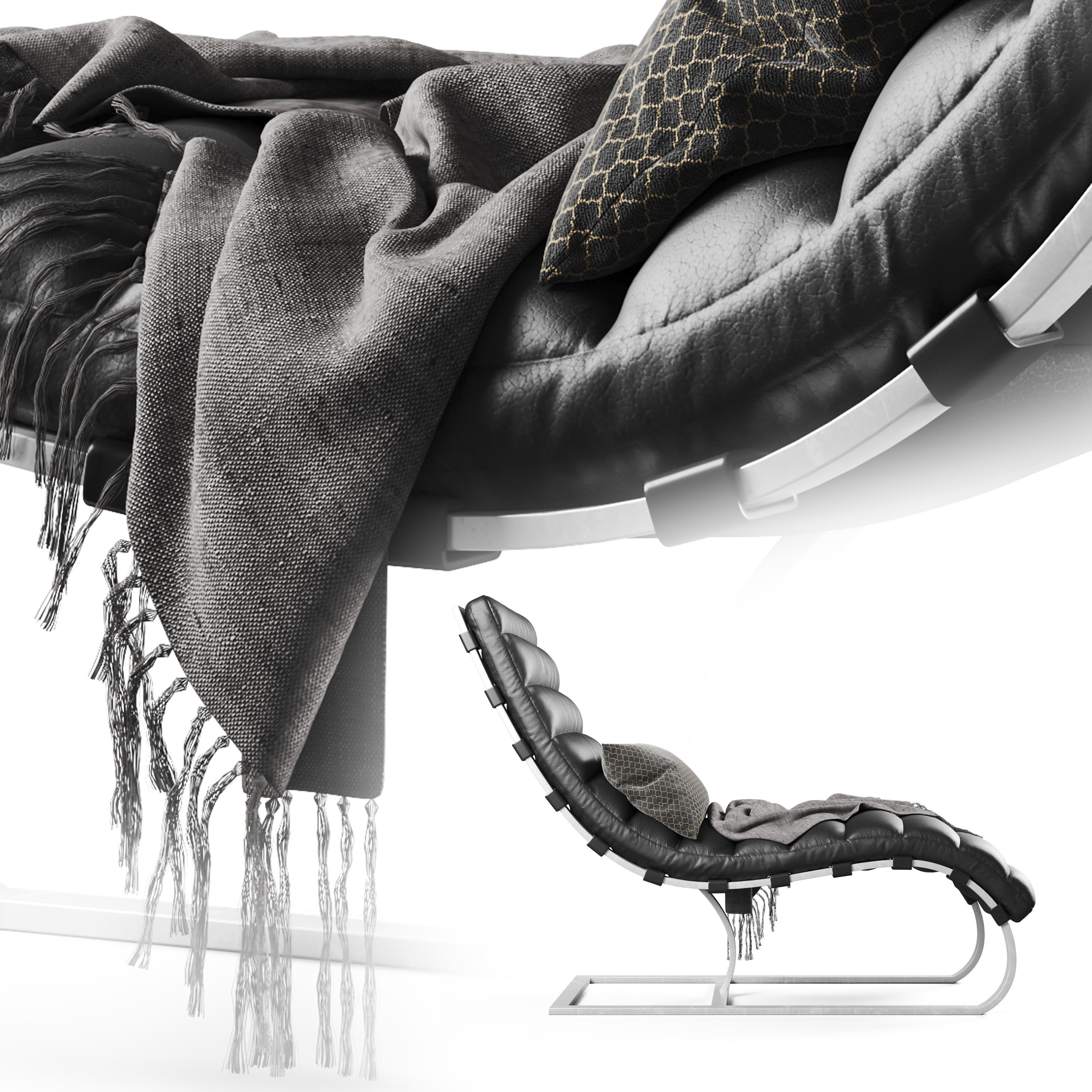 RH Chaise Long Armchair 3D Model – High Poly PBR Furniture, FBX - View 5