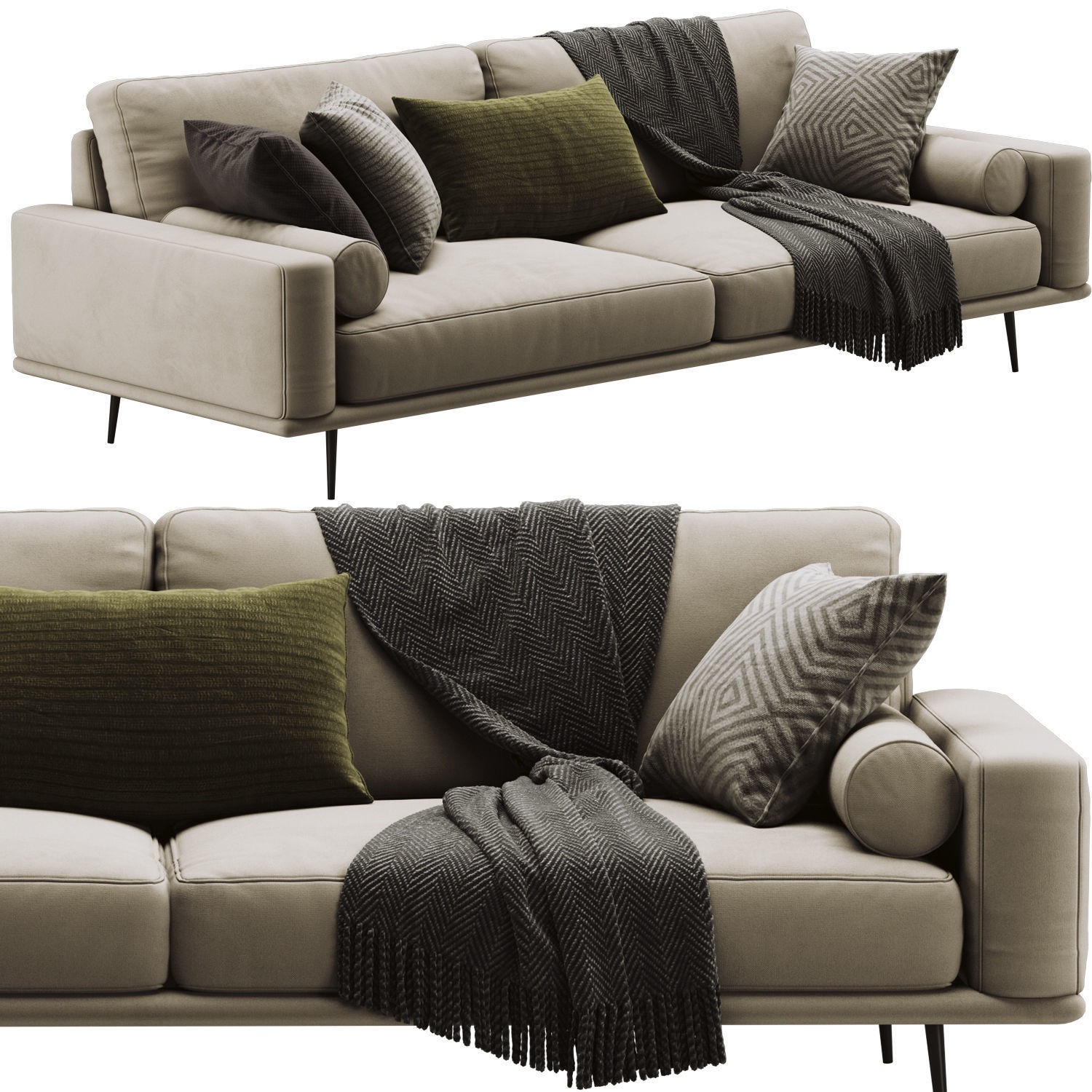 BoConcept Carlton Sofa 3D Model – Scandinavian Design, V-Ray & Corona Formats - View 3