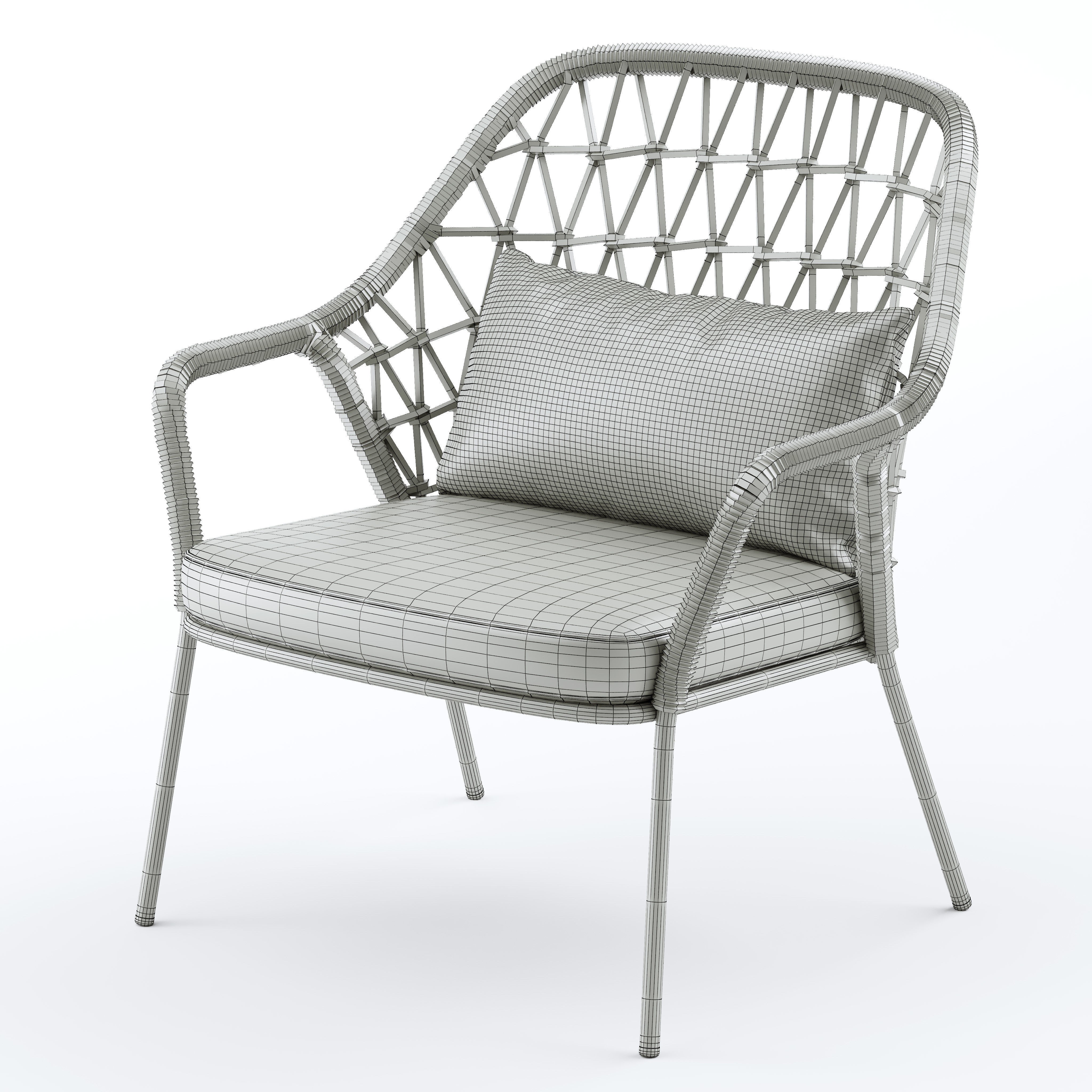 Woven Lounge Armchair 3D Model – Outdoor Garden Furniture, FBX