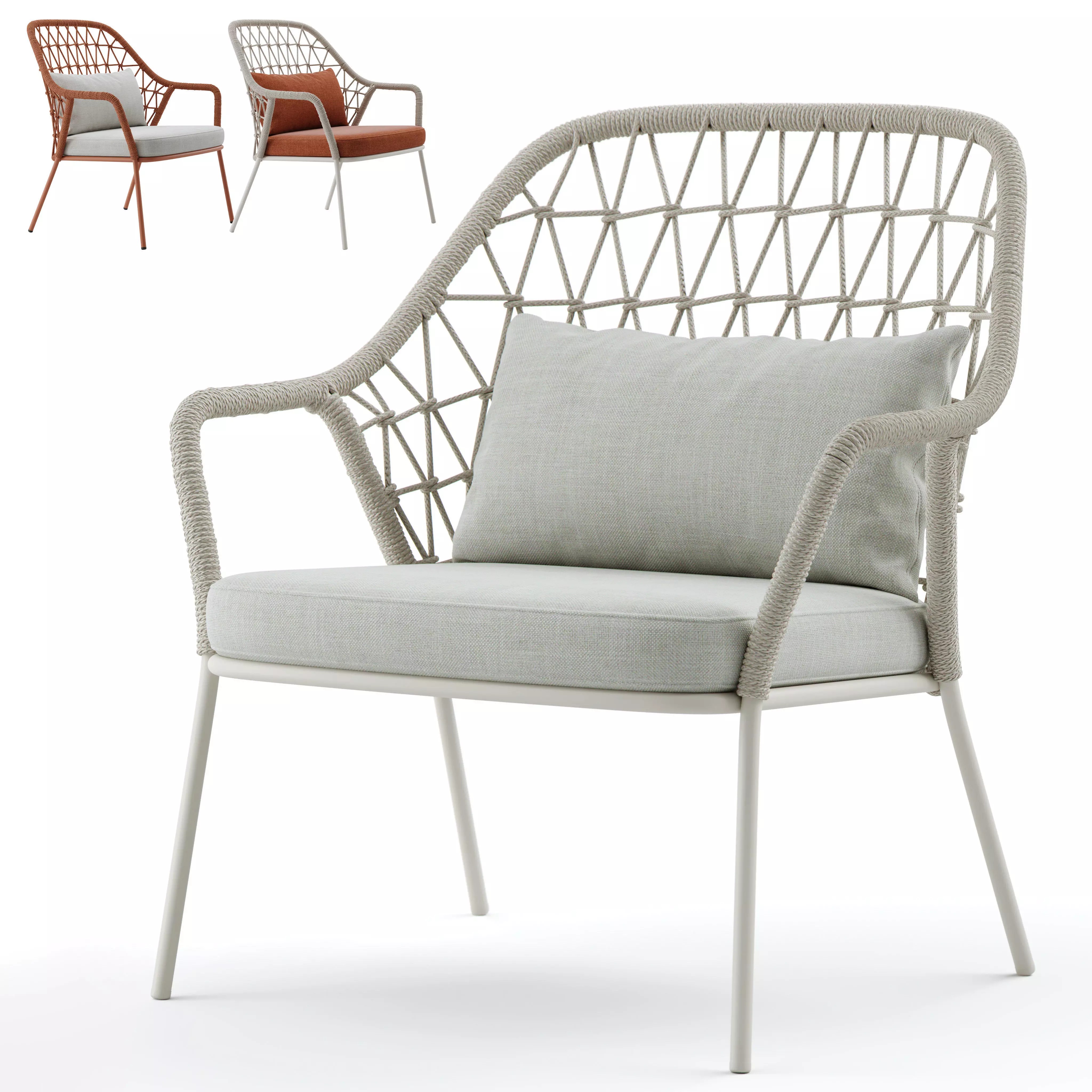 Woven Lounge Armchair 3D Model – Outdoor Garden Furniture, FBX - View 2