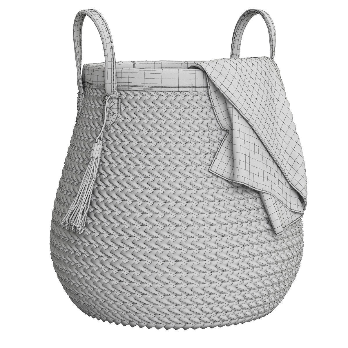 Wicker Baskets 3D Model – Set of Four Decorative Storage Baskets, FBX, OBJ - View 11