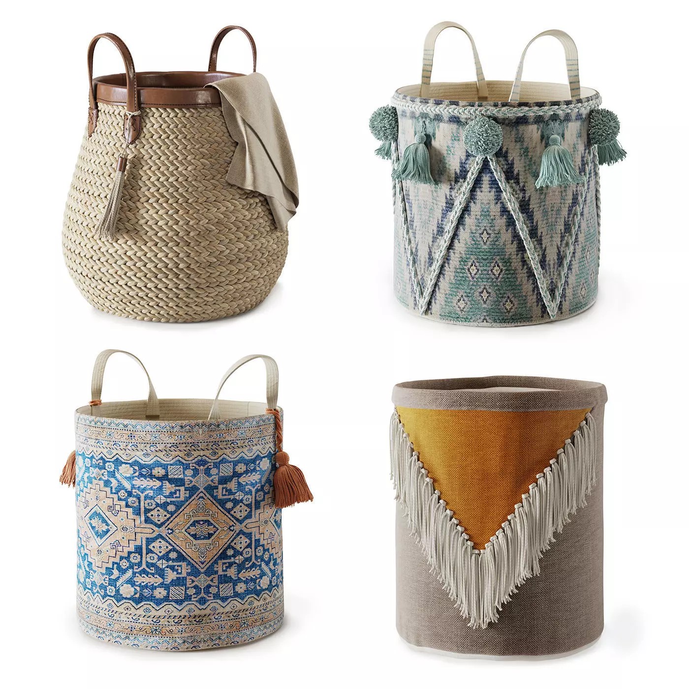 Wicker Baskets 3D Model – Set of Four Decorative Storage Baskets, FBX, OBJ - View 2