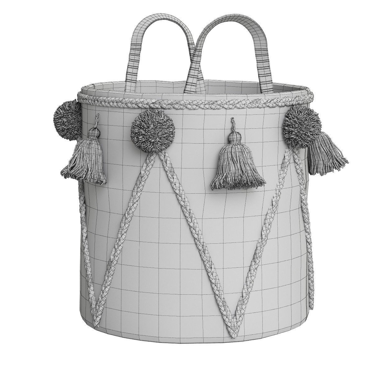 Wicker Baskets 3D Model – Set of Four Decorative Storage Baskets, FBX, OBJ - View 9