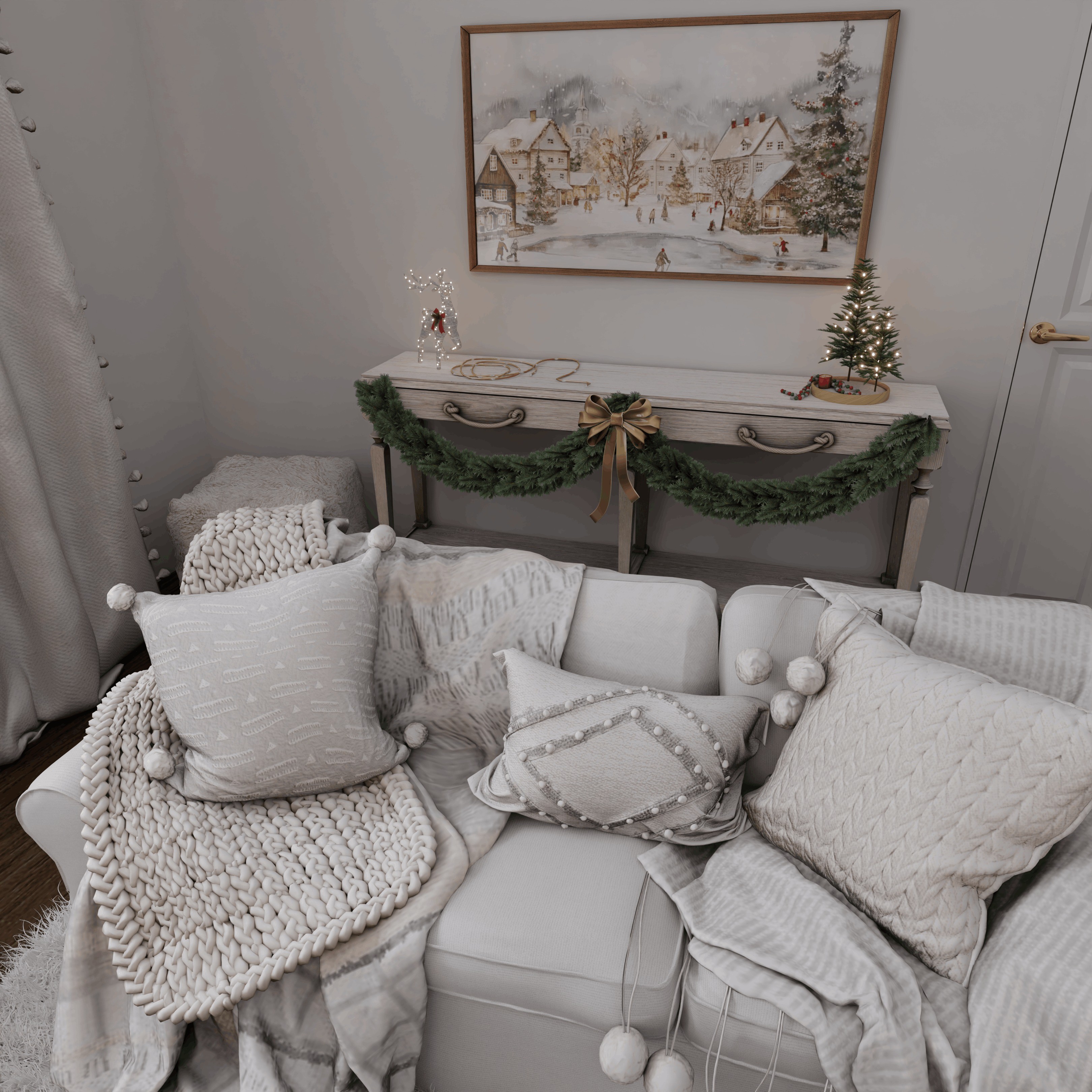 Christmas Living Room 3D Model – Realistic Blender Scene, PBR - View 6