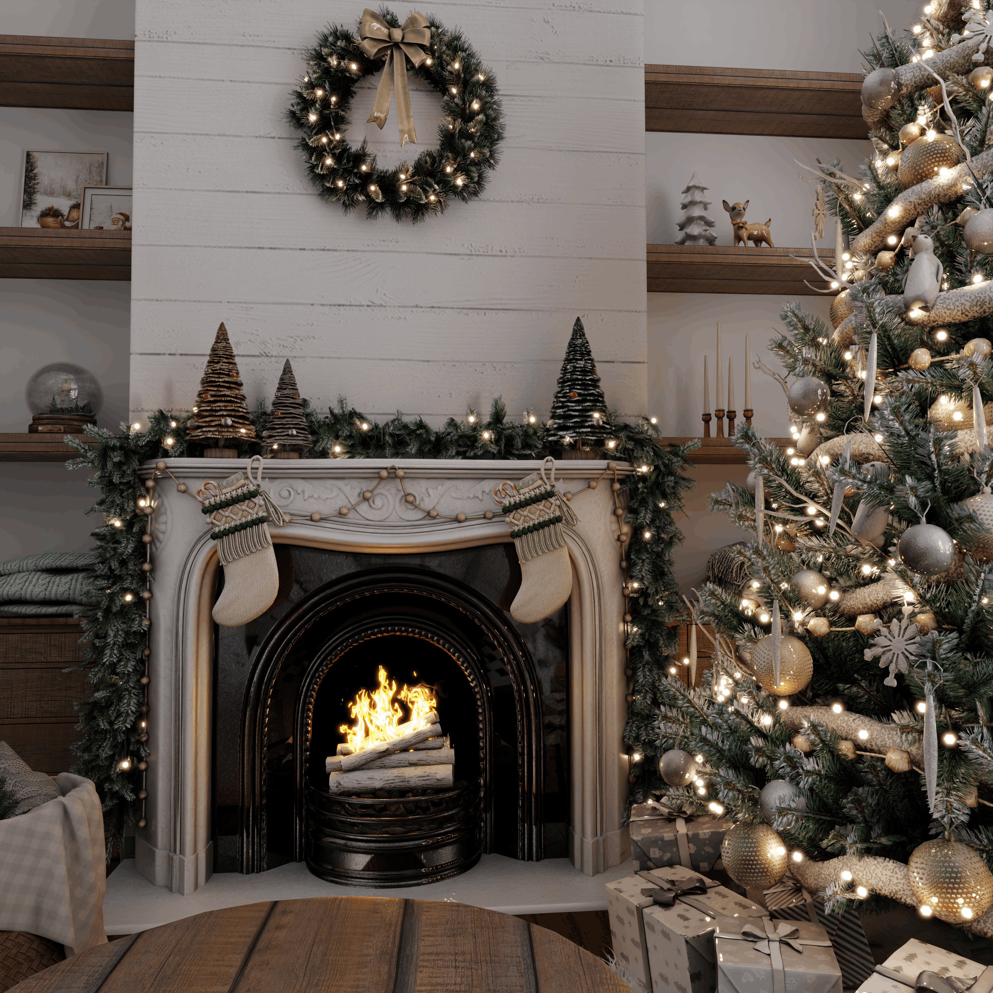 Christmas Living Room 3D Model – Realistic Blender Scene, PBR - View 7