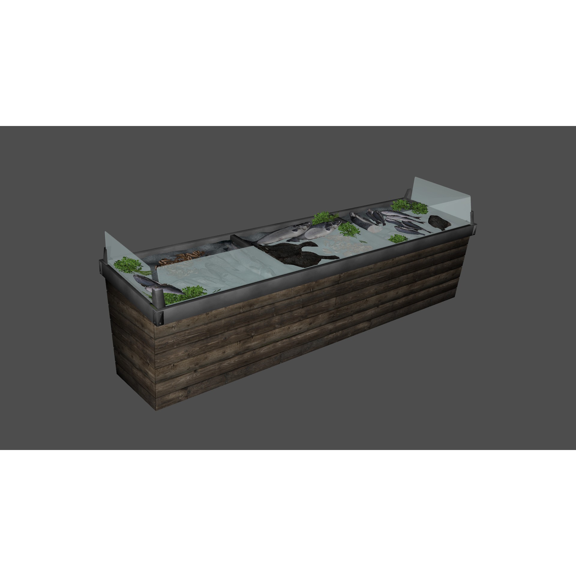Seafood Stand 3D Model – Low Poly PBR Game Asset, FBX