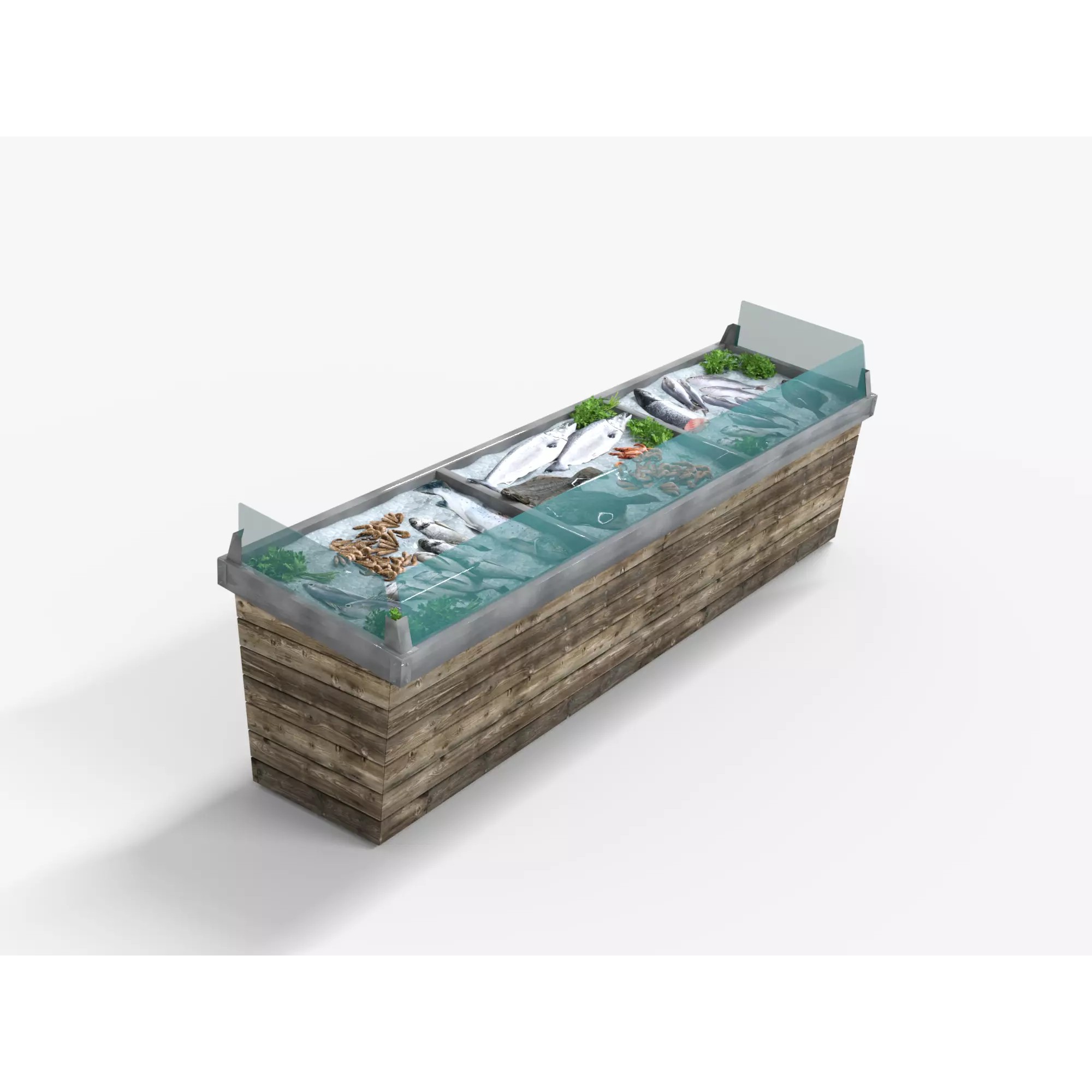 Seafood Stand 3D Model – Low Poly PBR Game Asset, FBX - View 2