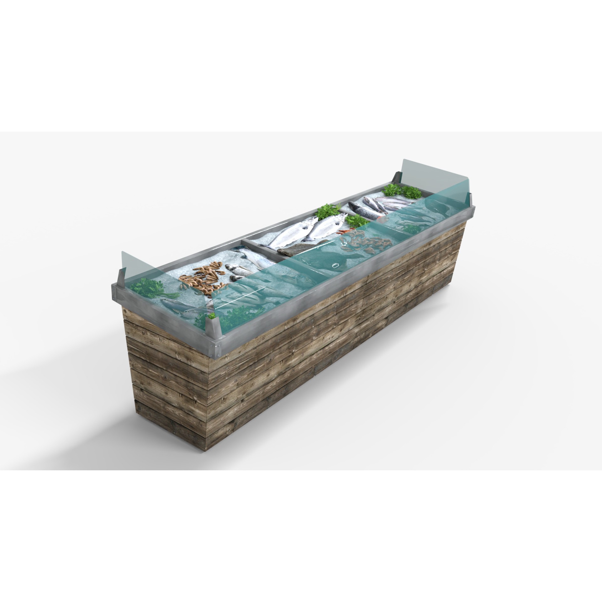 Seafood Stand 3D Model – Low Poly PBR Game Asset, FBX - View 3
