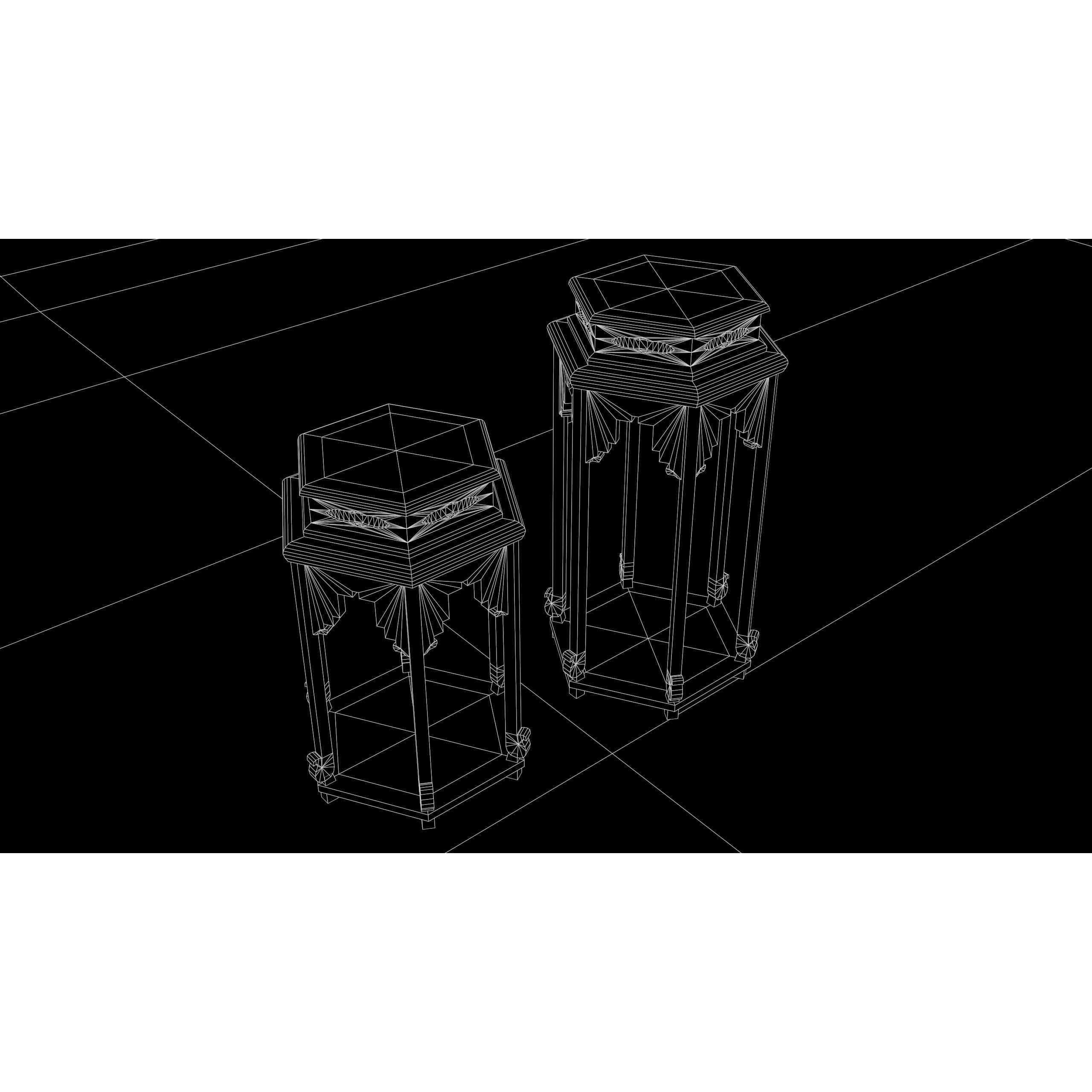 Chinese Wooden End Table 3D Model – Antique Low-Poly Furniture, FBX, OBJ