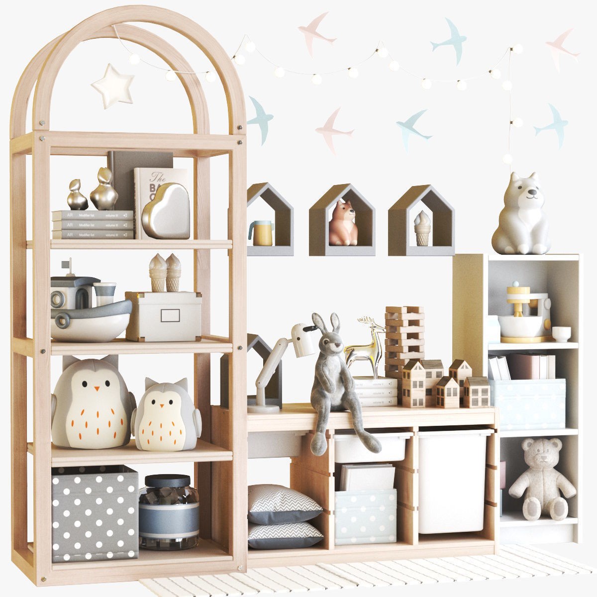 Nursery Furniture 3D Model – Childrens Room Composition, FBX