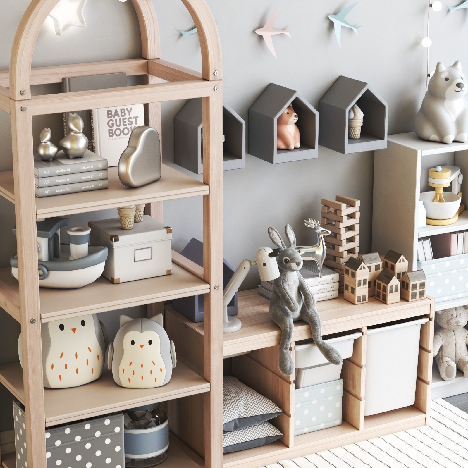 Nursery Furniture 3D Model – Childrens Room Composition, FBX - View 3