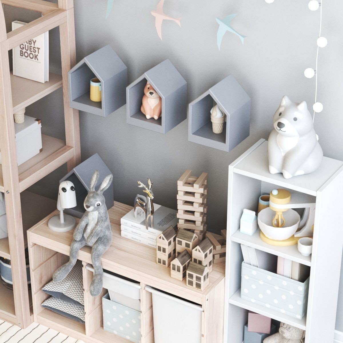 Nursery Furniture 3D Model – Childrens Room Composition, FBX - View 7