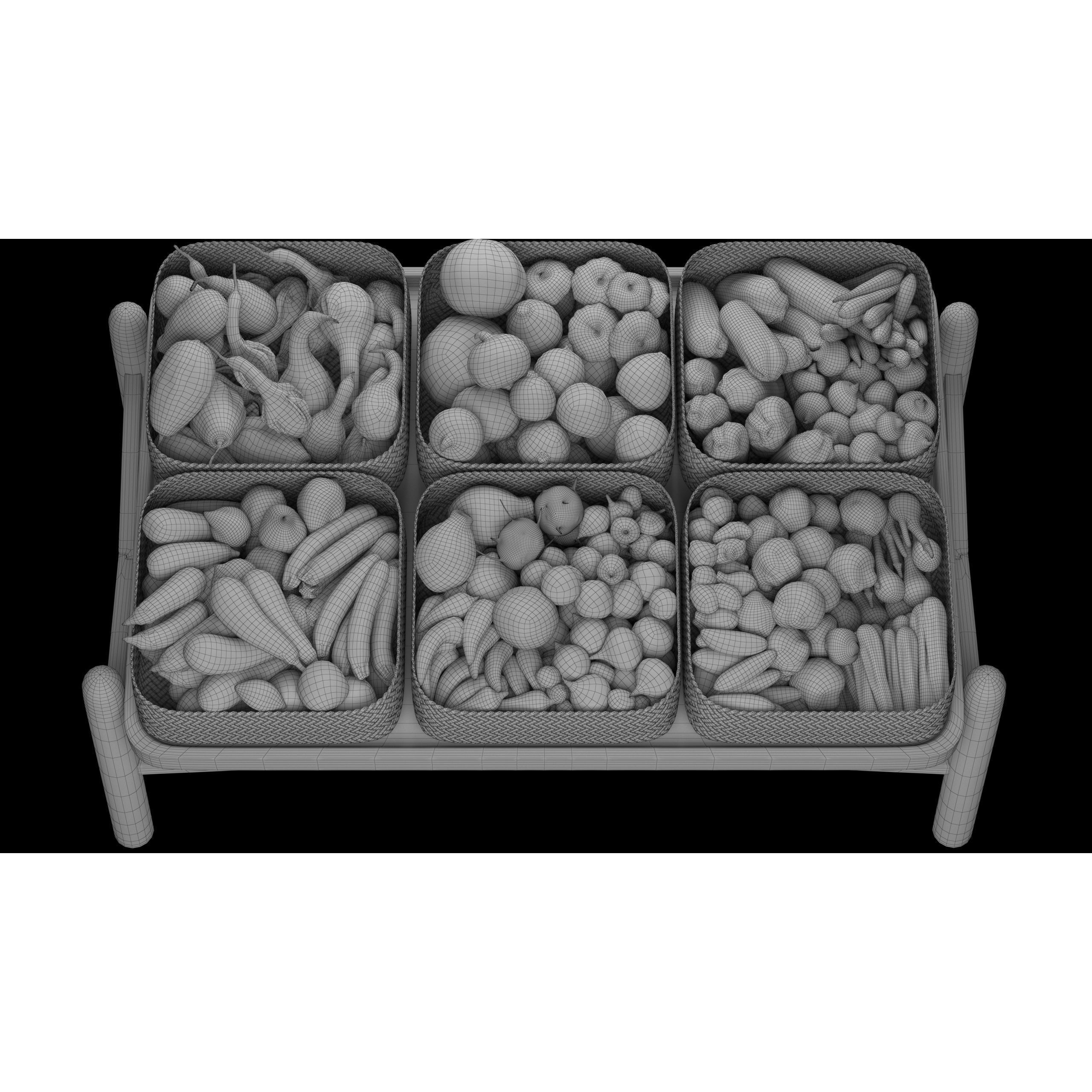 Vegetable Stall 3D Model – Low Poly Market Asset, FBX, PBR Textures