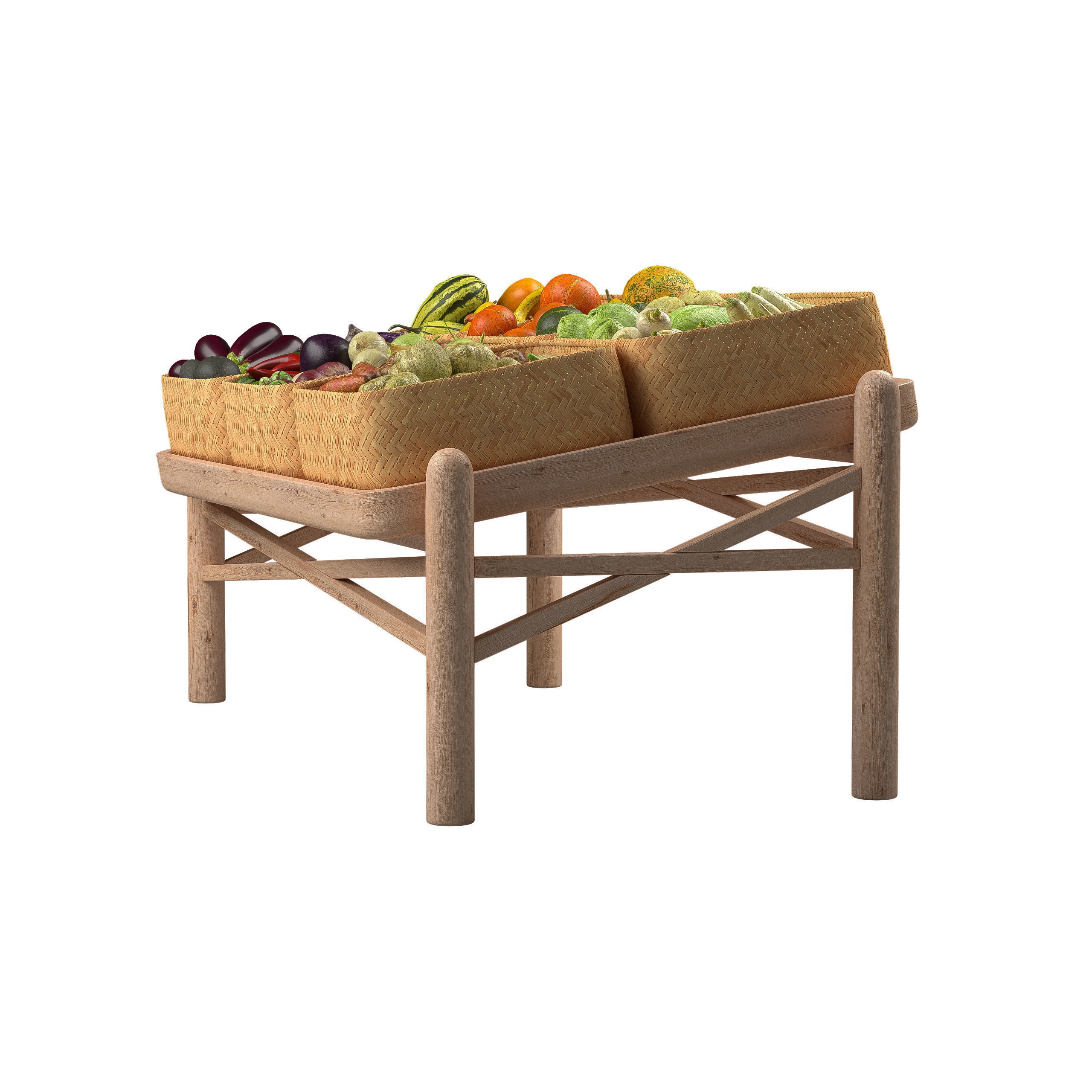 Vegetable Stall 3D Model – Low Poly Market Asset, FBX, PBR Textures - View 10