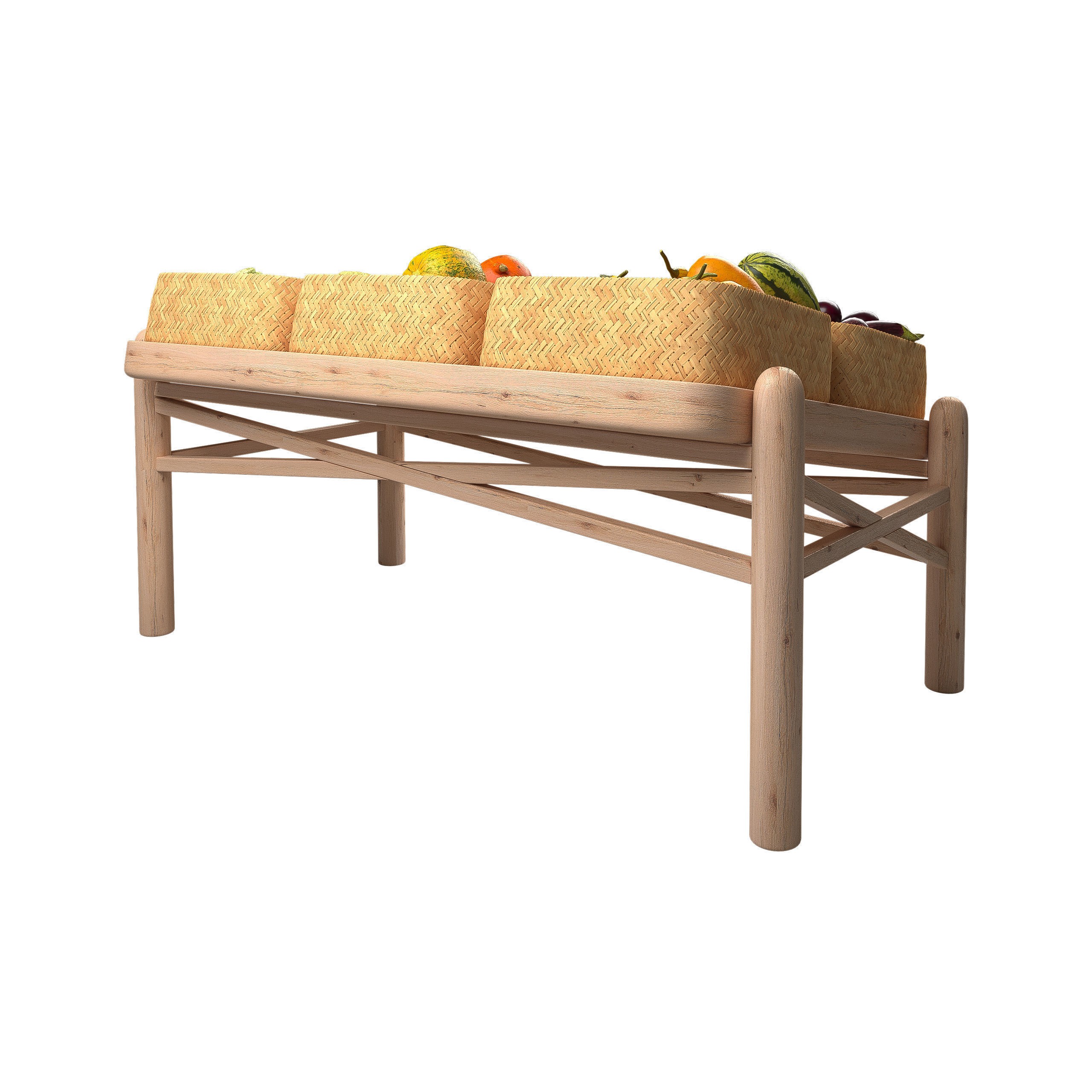 Vegetable Stall 3D Model – Low Poly Market Asset, FBX, PBR Textures - View 11