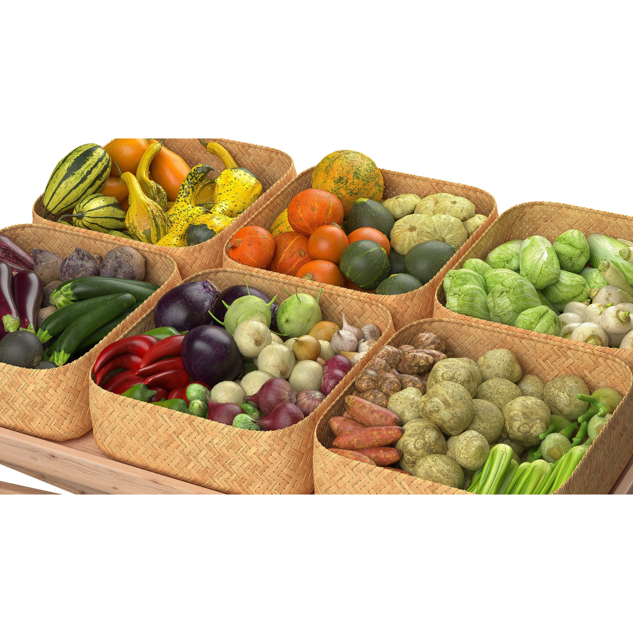 Vegetable Stall 3D Model – Low Poly Market Asset, FBX, PBR Textures - View 3