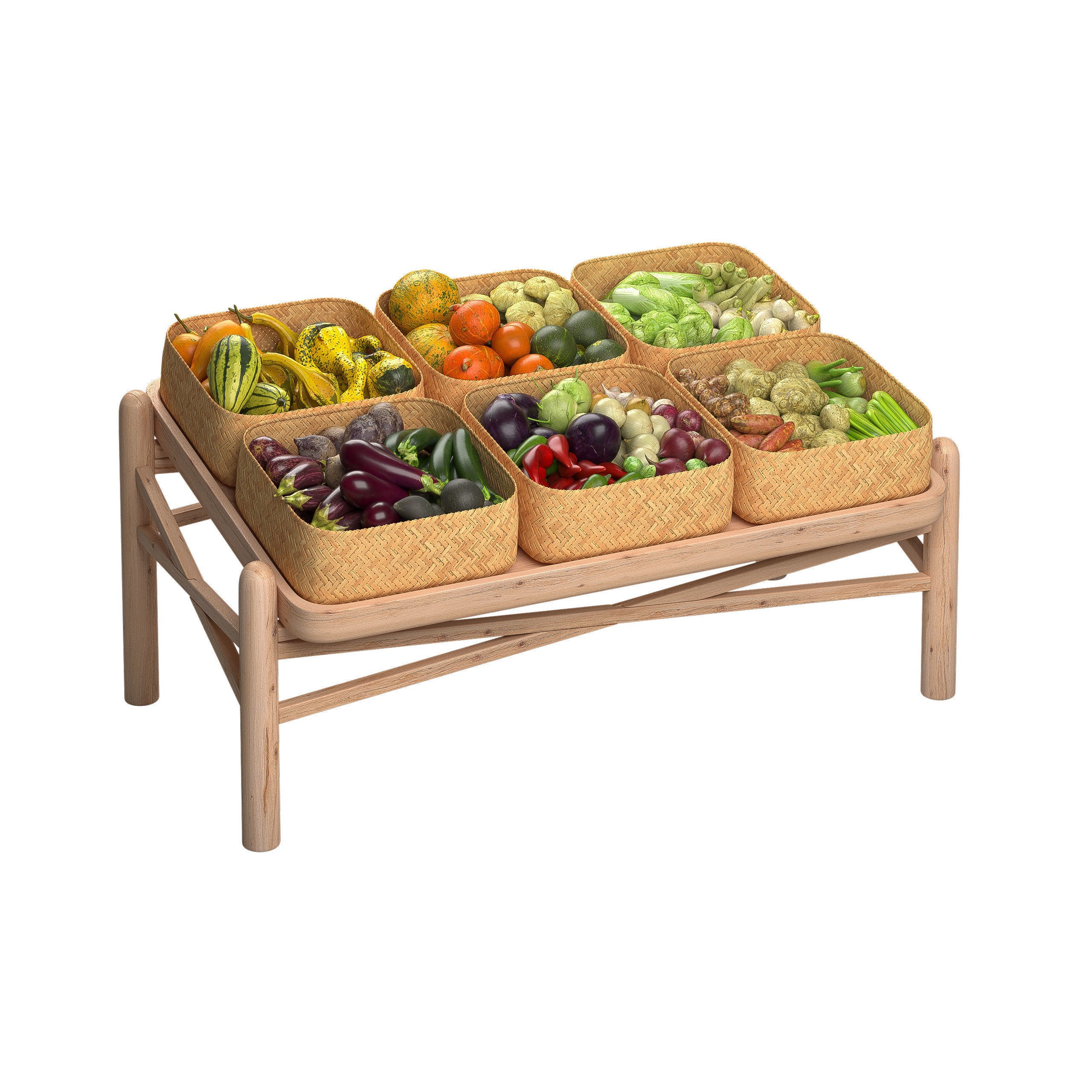 Vegetable Stall 3D Model – Low Poly Market Asset, FBX, PBR Textures - View 4