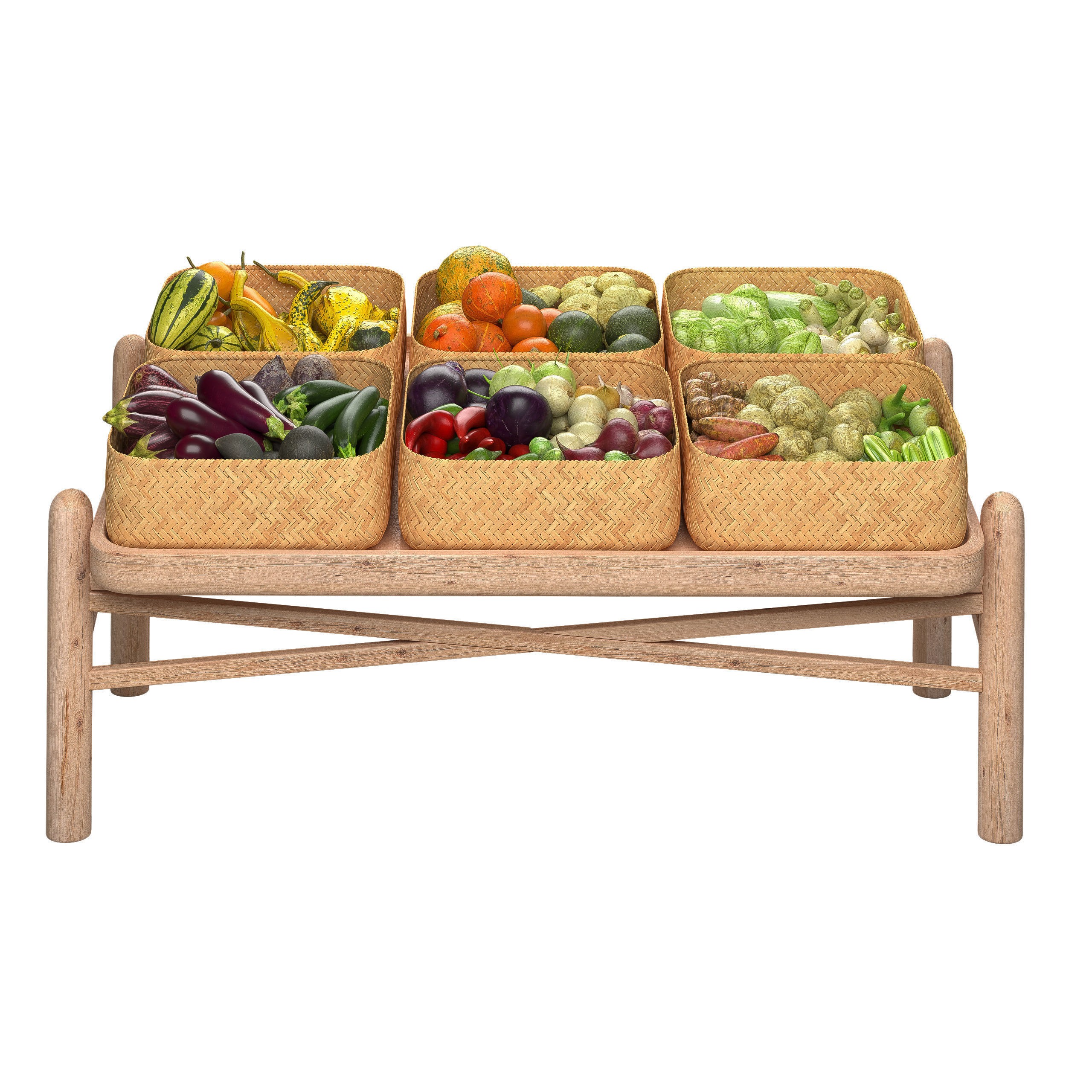 Vegetable Stall 3D Model – Low Poly Market Asset, FBX, PBR Textures - View 5