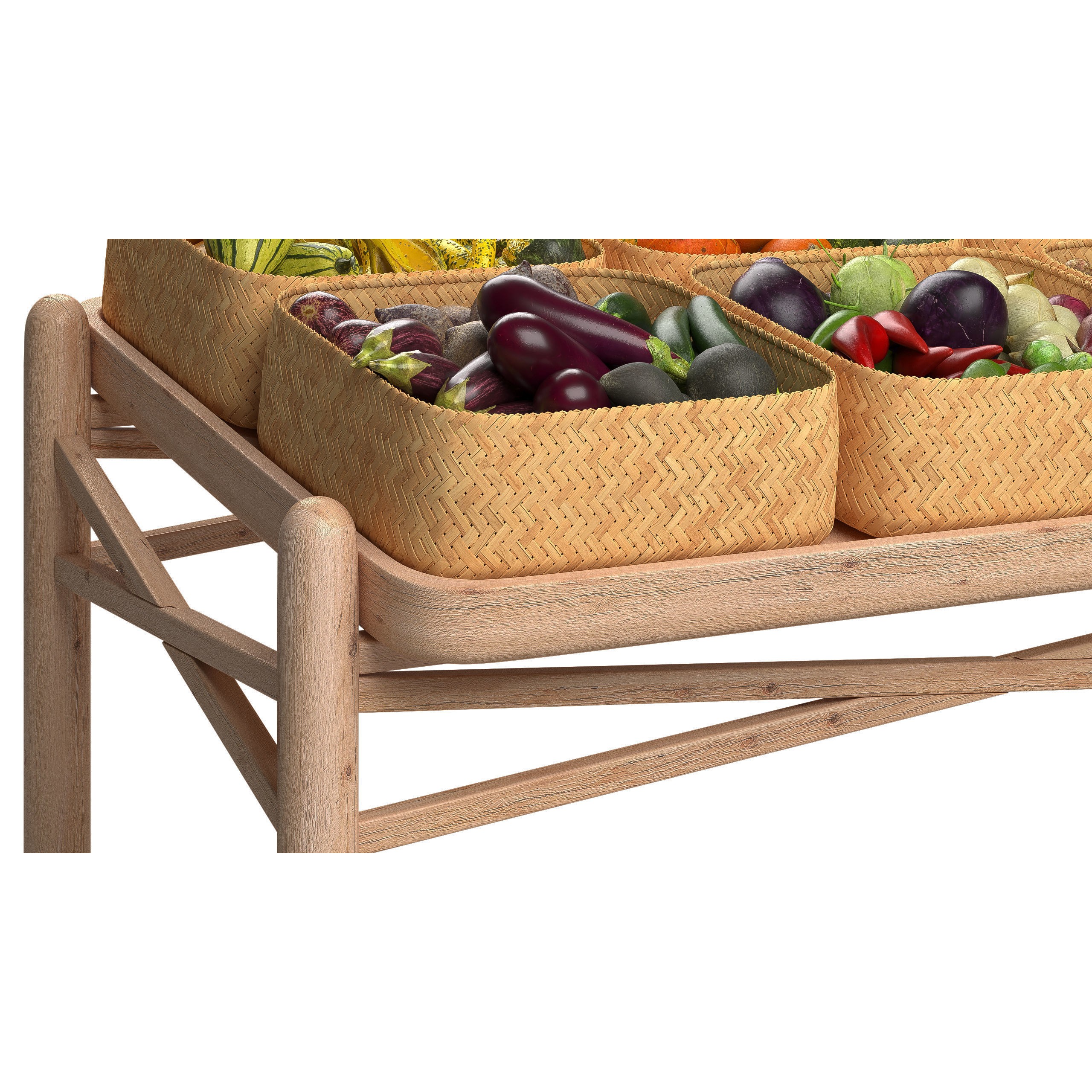 Vegetable Stall 3D Model – Low Poly Market Asset, FBX, PBR Textures - View 6