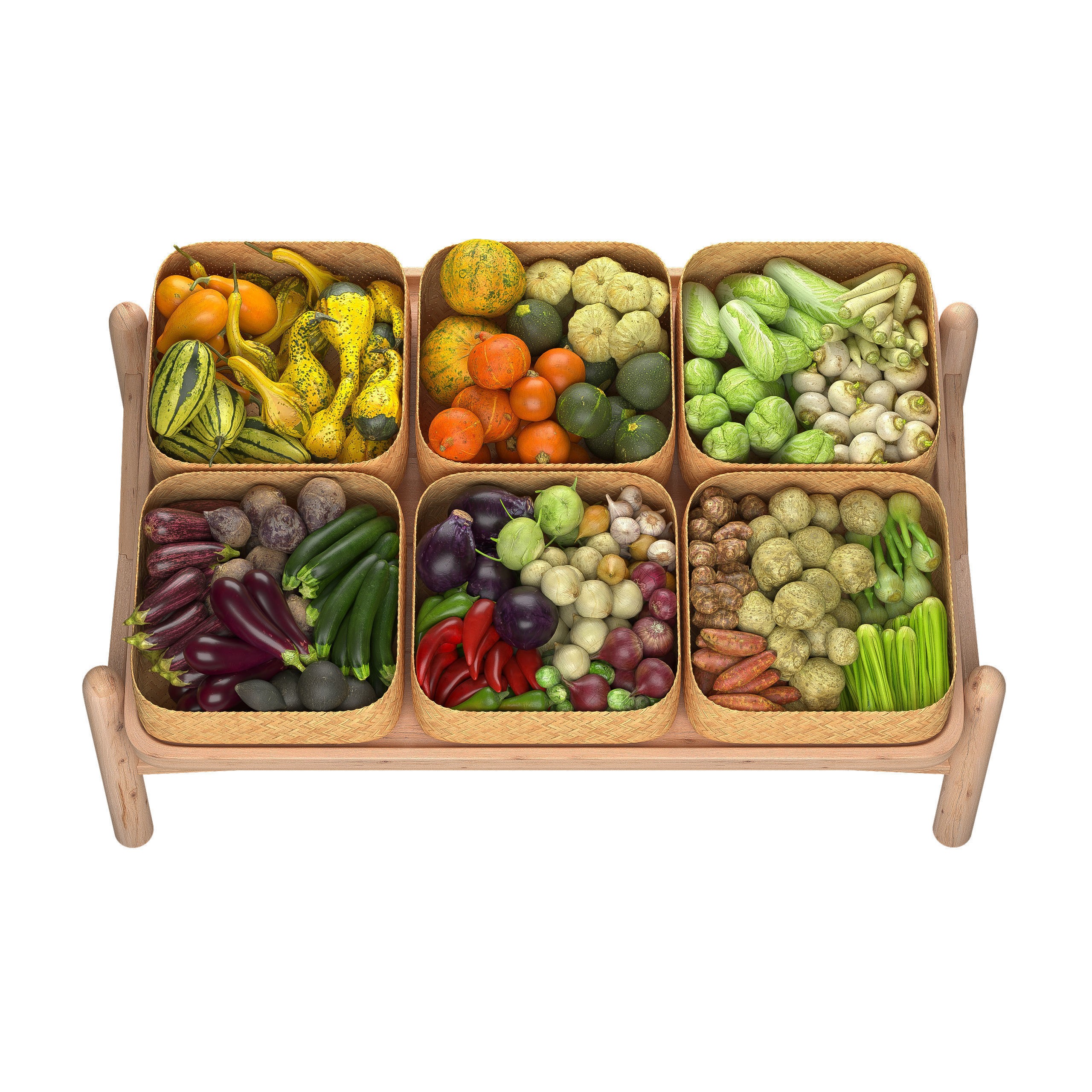 Vegetable Stall 3D Model – Low Poly Market Asset, FBX, PBR Textures - View 8