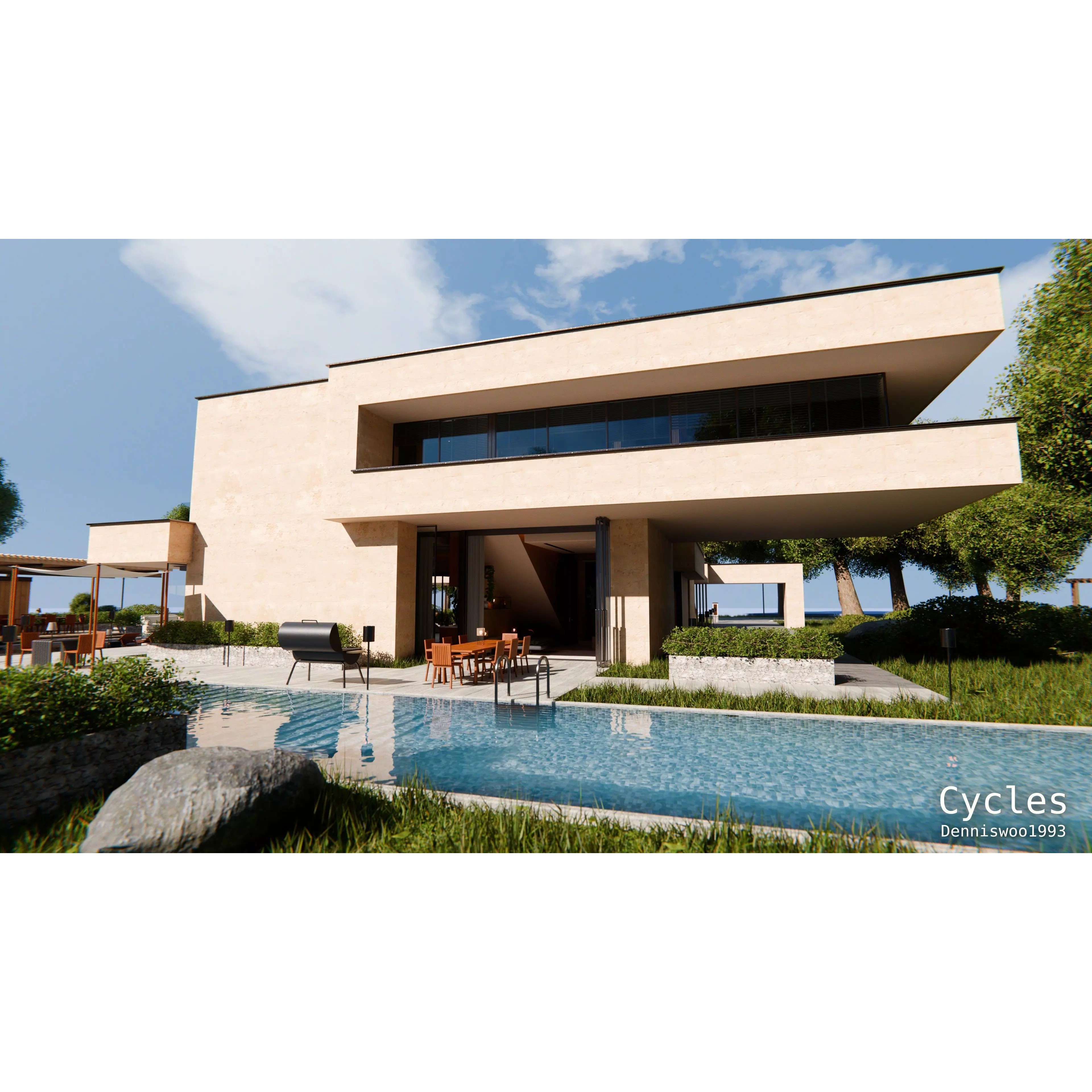 Modern Modular House 3D Model – High Quality Villa for Blender, FBX - View 16