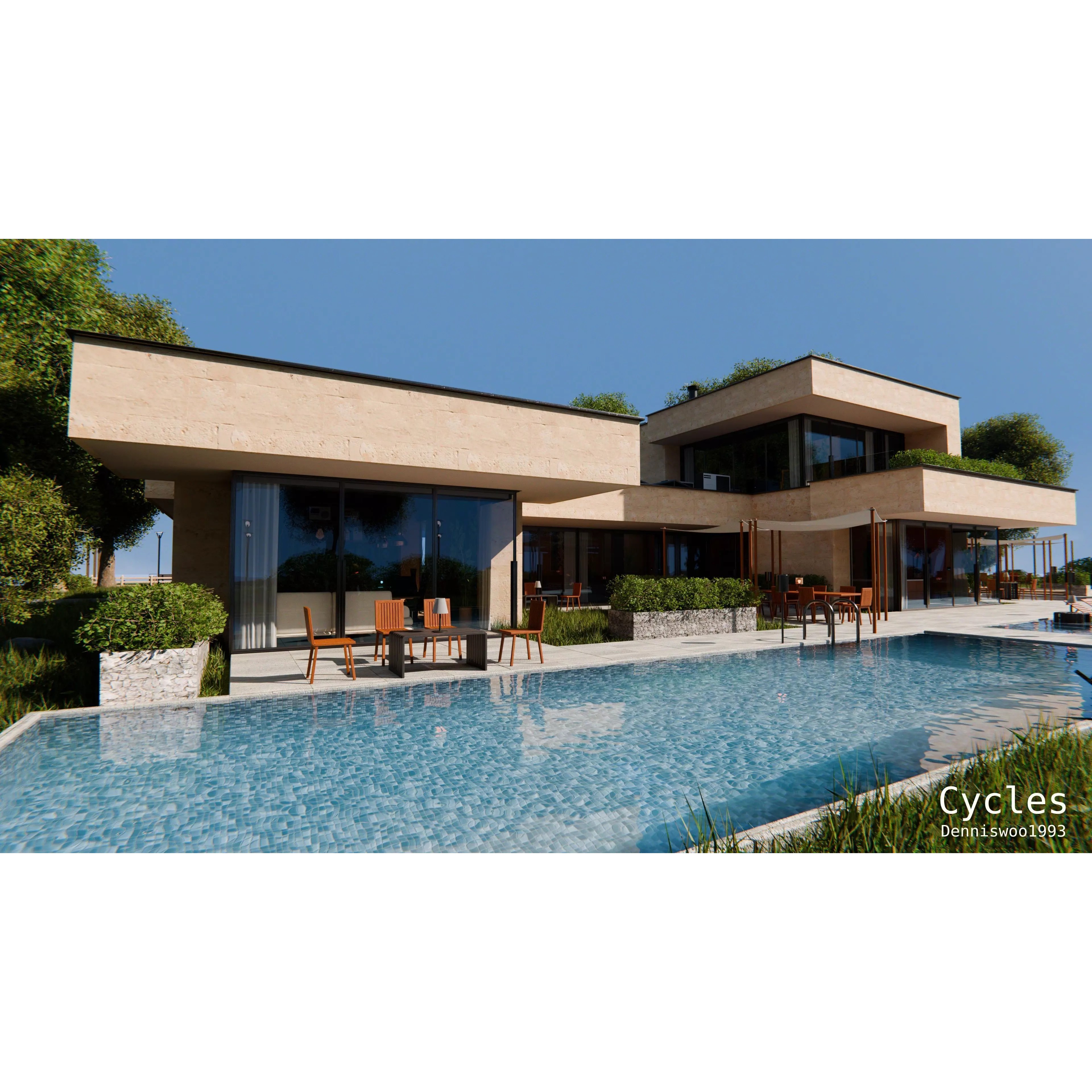 Modern Modular House 3D Model – High Quality Villa for Blender, FBX - View 3