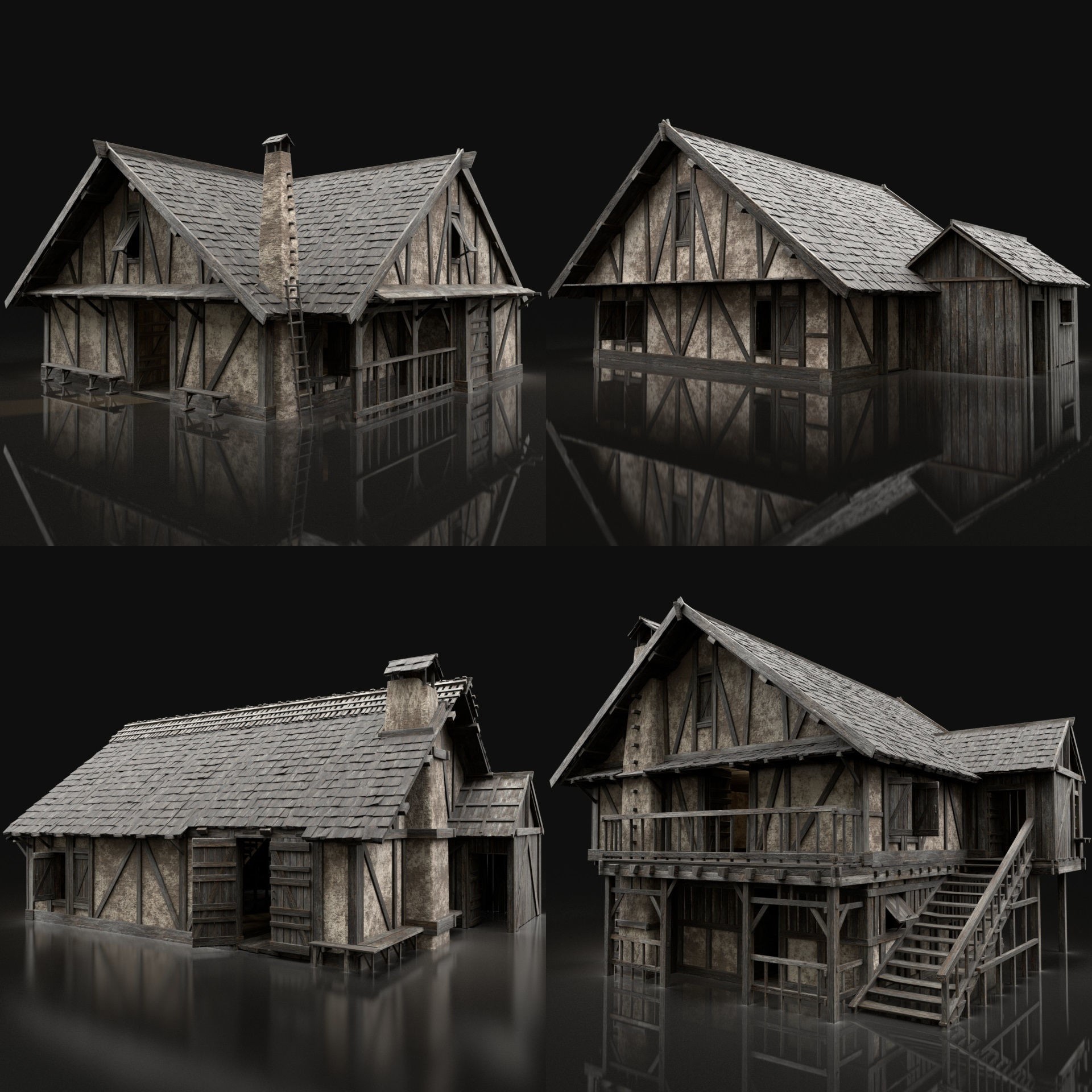 Medieval Builder House Interior Pack - Low-Poly Game-Ready 3D Model - View 17