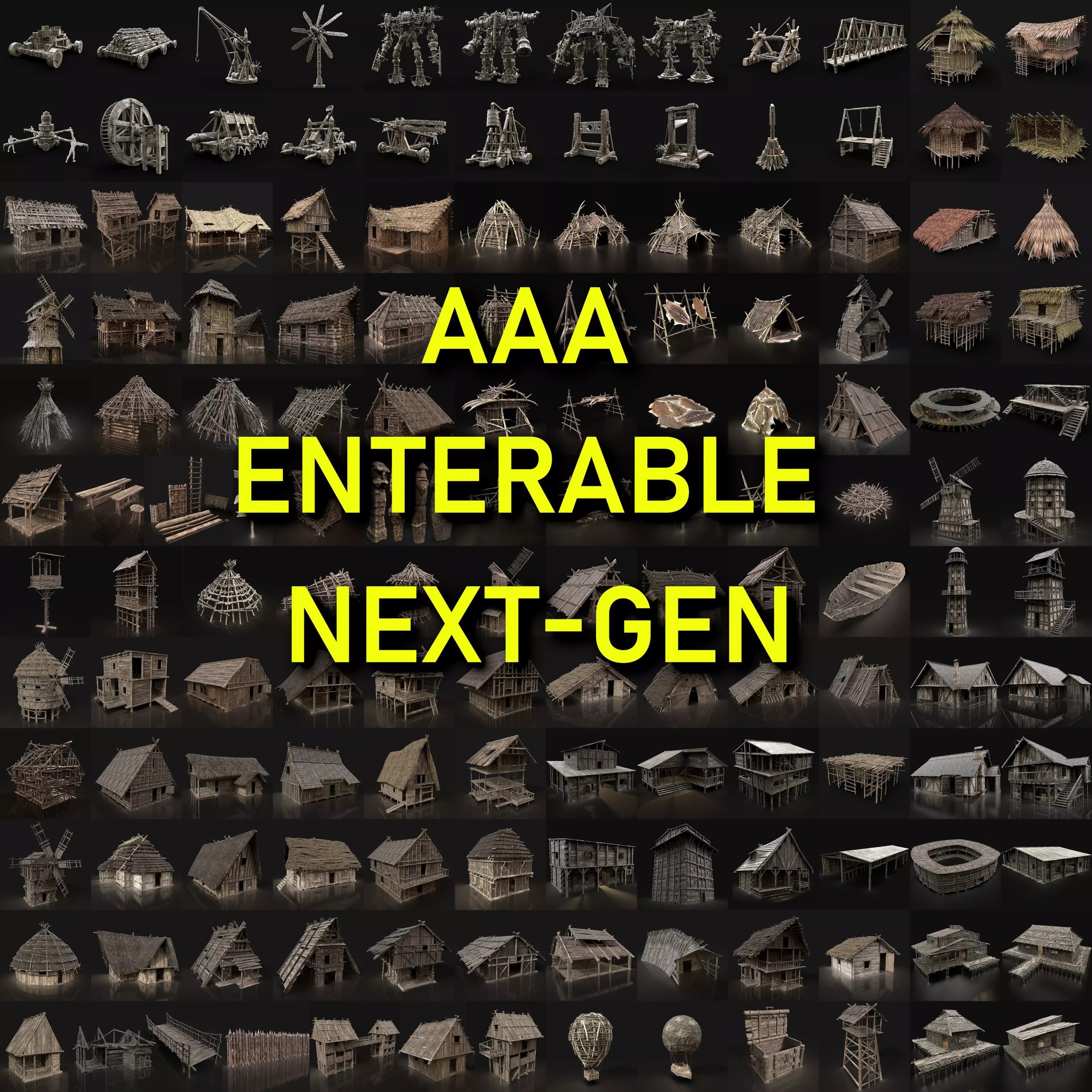 Medieval Builder House Interior Pack - Low-Poly Game-Ready 3D Model - View 2