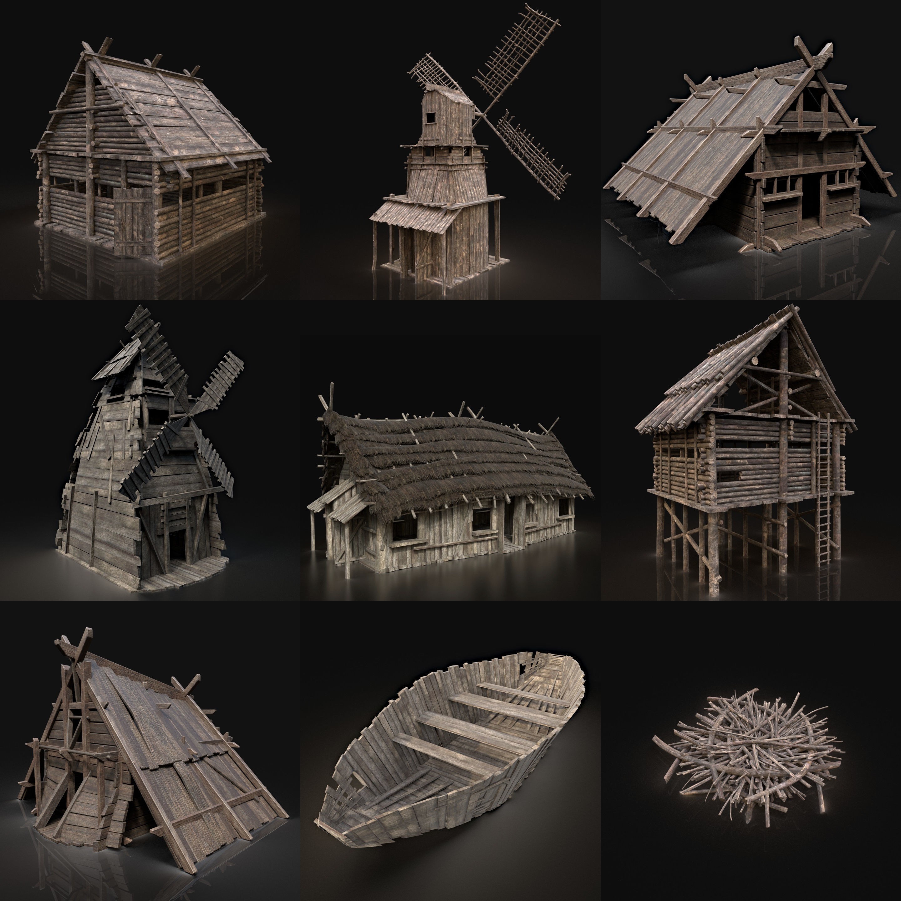 Medieval Builder House Interior Pack - Low-Poly Game-Ready 3D Model - View 24