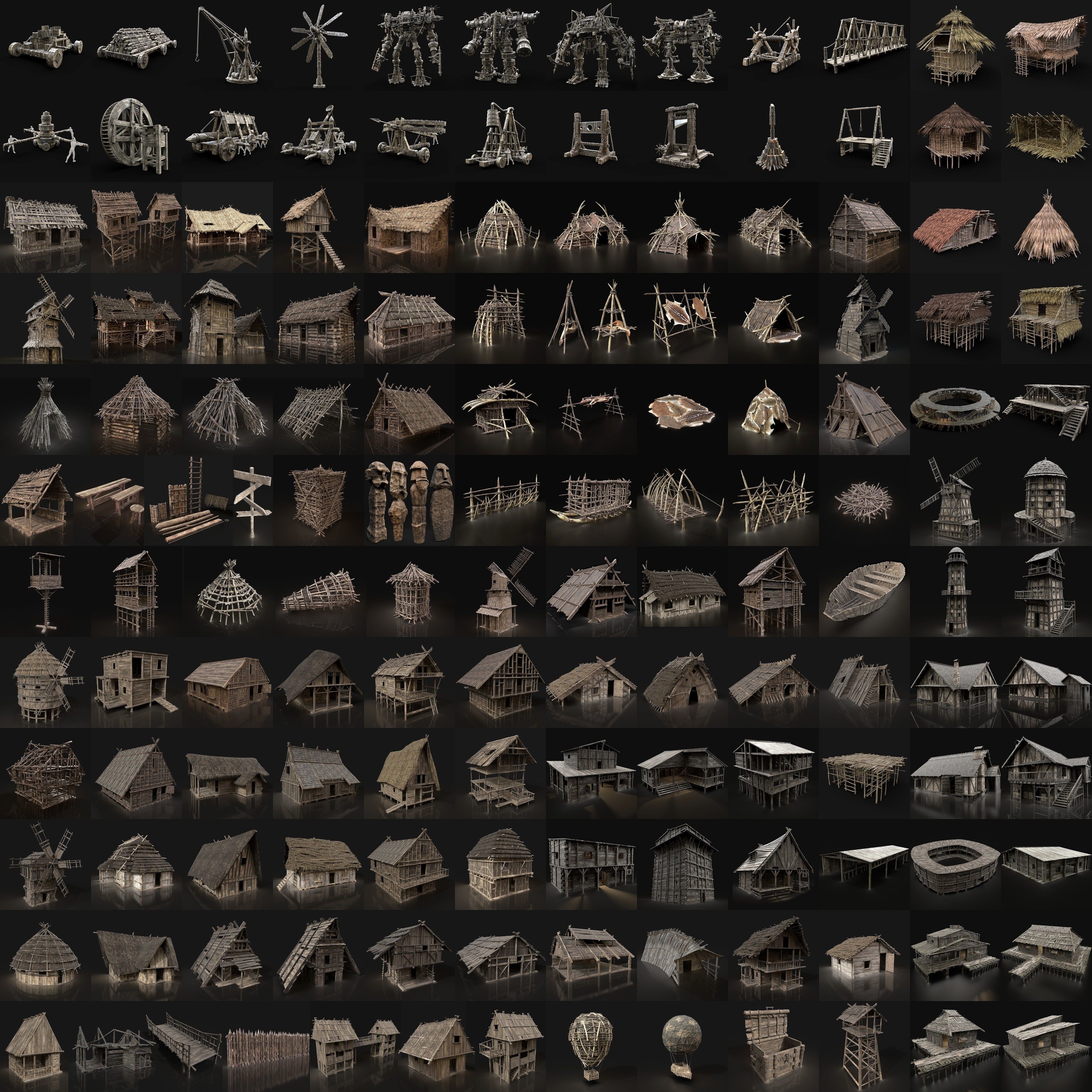 Medieval Builder House Interior Pack - Low-Poly Game-Ready 3D Model - View 25