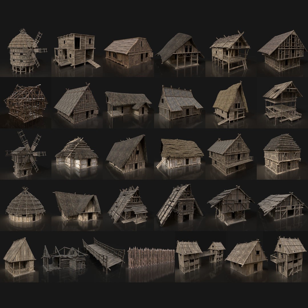 Medieval Builder House Interior Pack - Low-Poly Game-Ready 3D Model - View 4