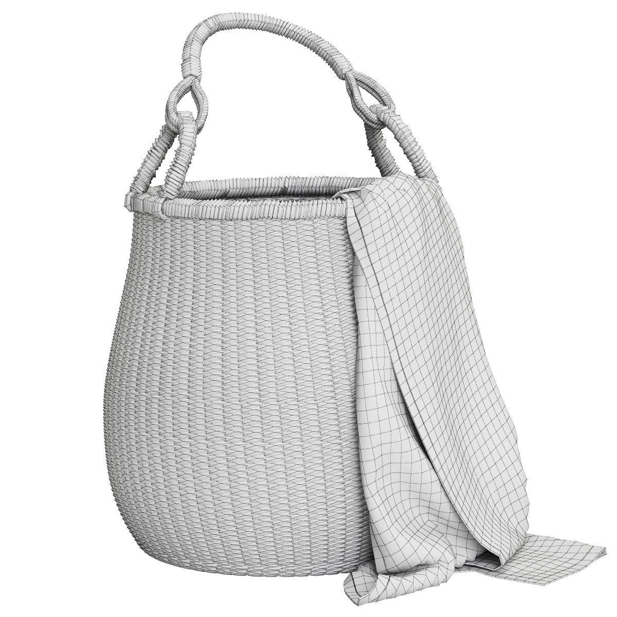 Wicker Baskets Set 3D Model – Natural Decor for Storage, FBX, OBJ - View 10