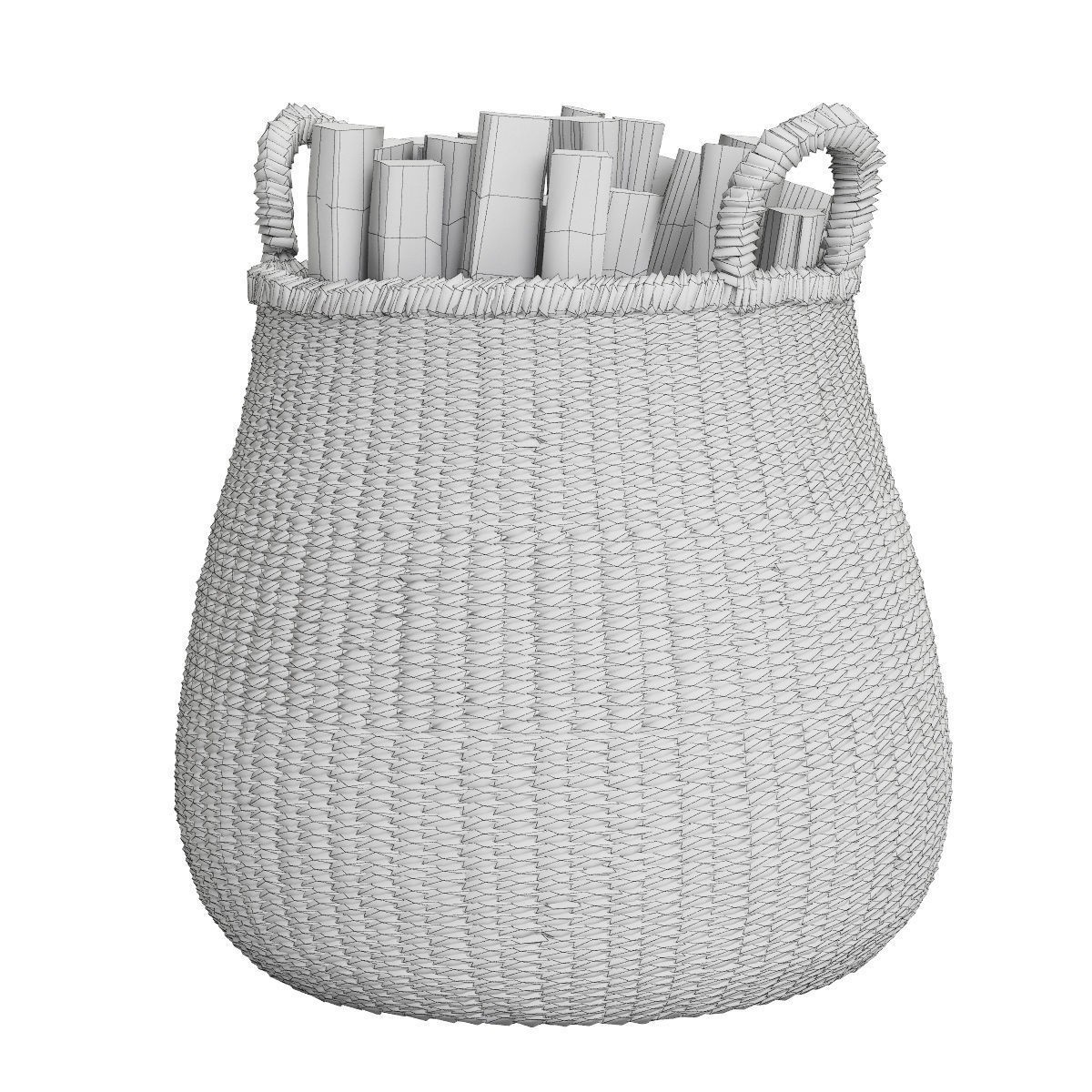 Wicker Baskets Set 3D Model – Natural Decor for Storage, FBX, OBJ - View 11