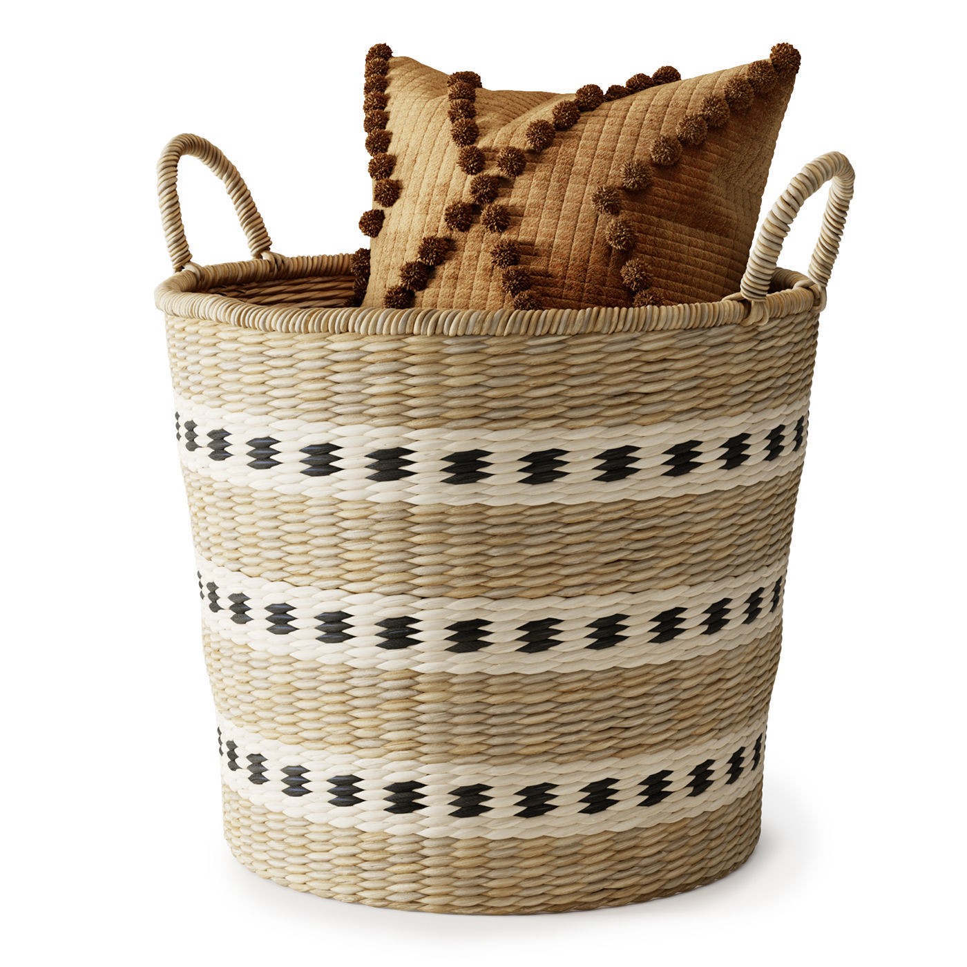 Wicker Baskets Set 3D Model – Natural Decor for Storage, FBX, OBJ - View 4
