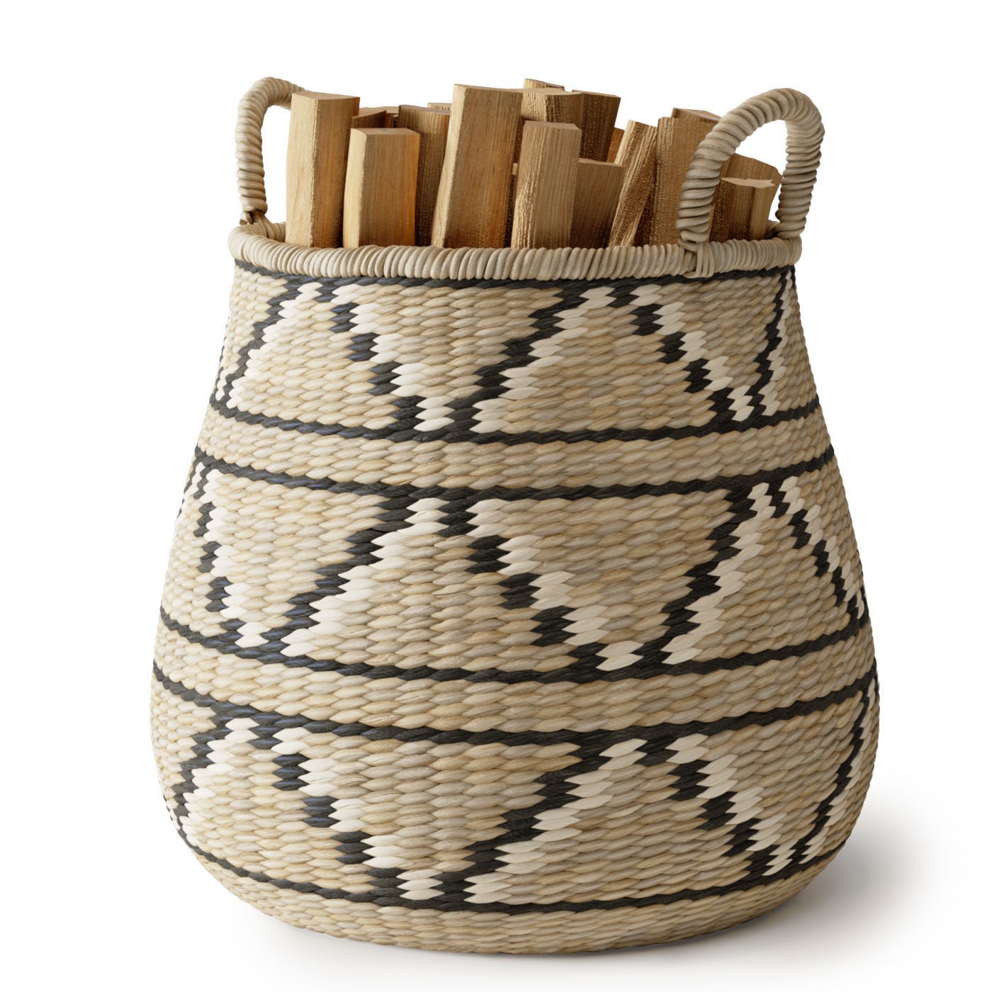 Wicker Baskets Set 3D Model – Natural Decor for Storage, FBX, OBJ - View 5