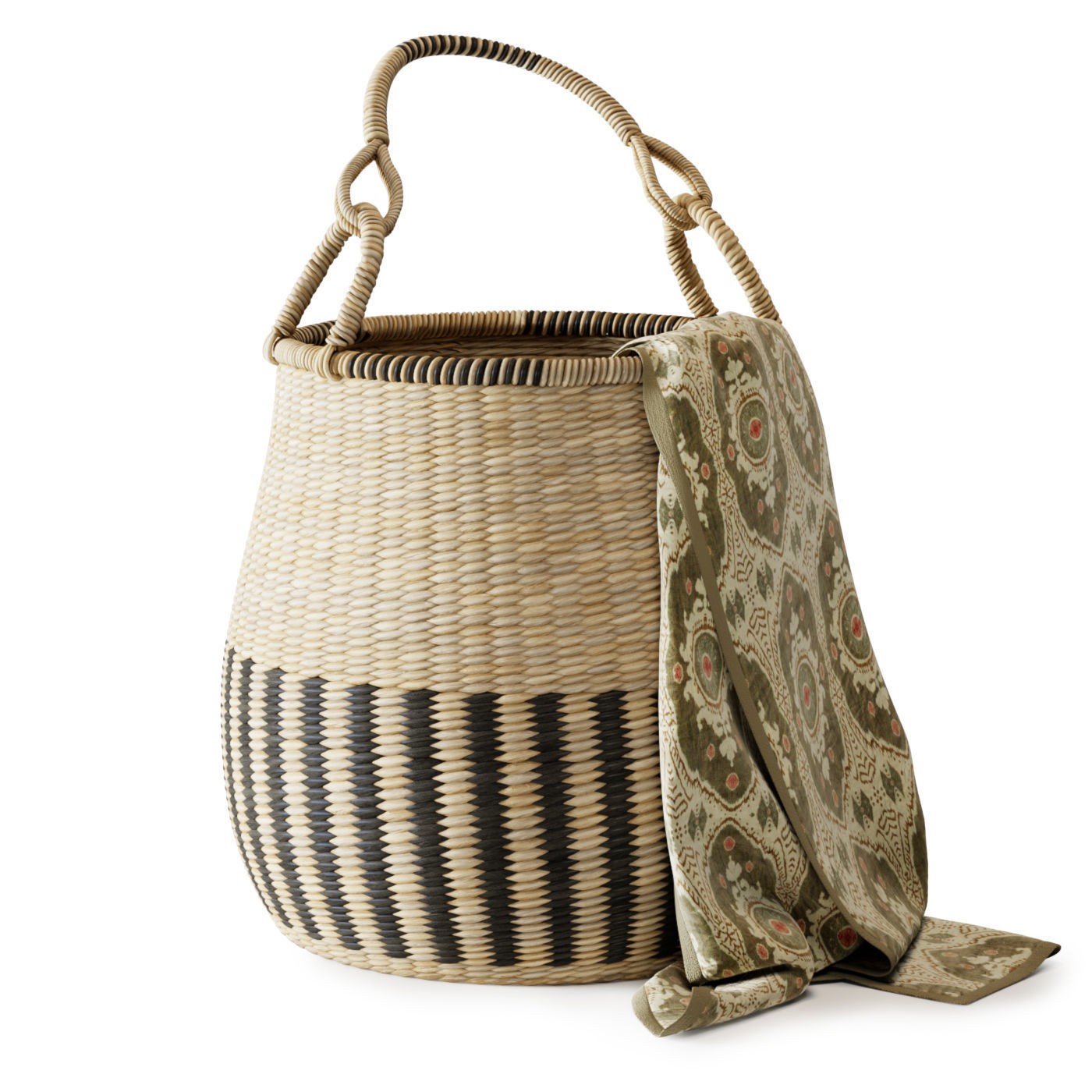 Wicker Baskets Set 3D Model – Natural Decor for Storage, FBX, OBJ - View 6
